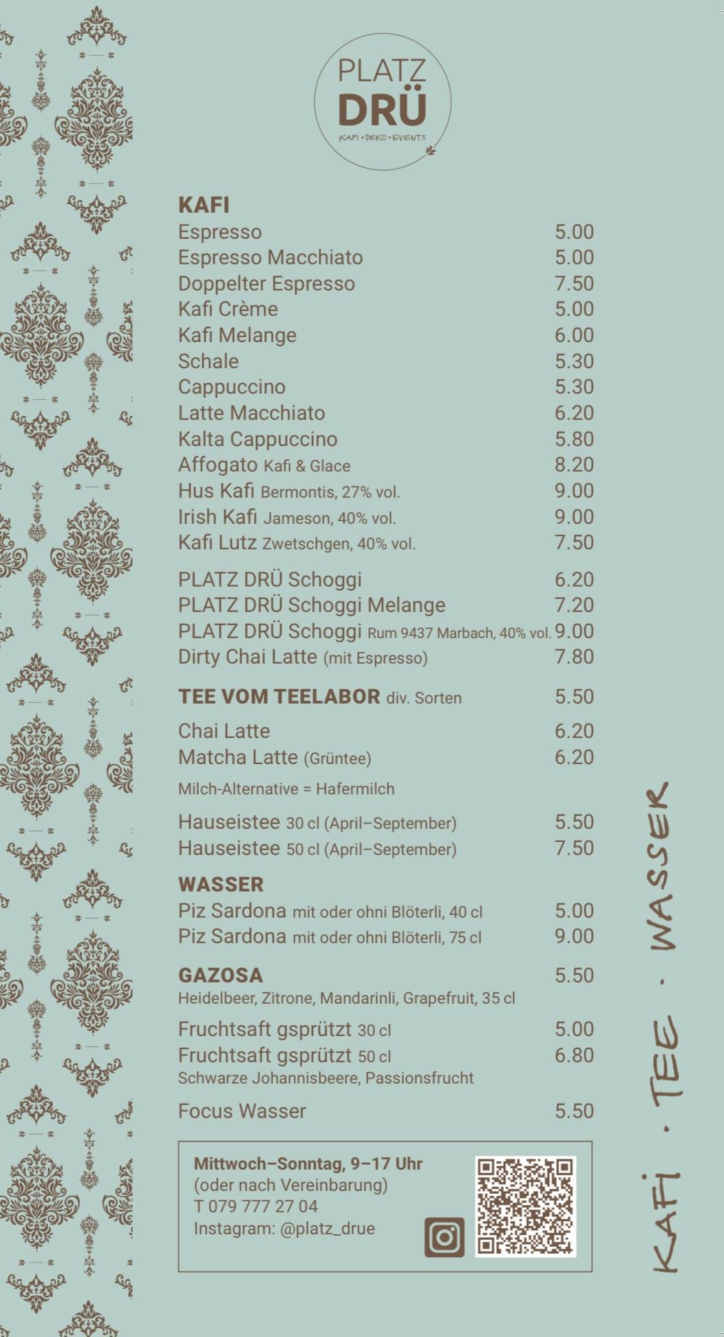 Menu di PLATZ DRÜ 