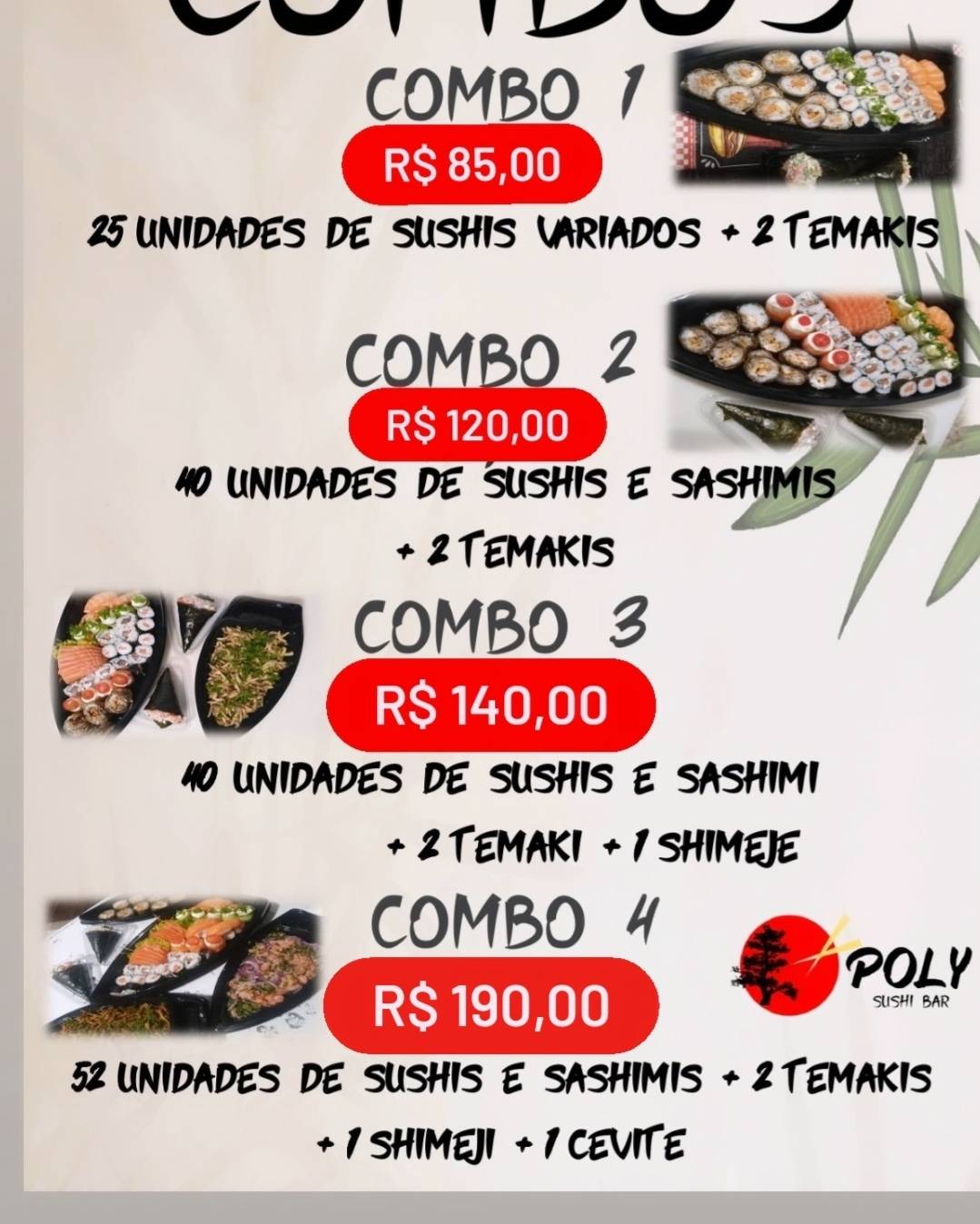POLY SUSHI BAR cardápio