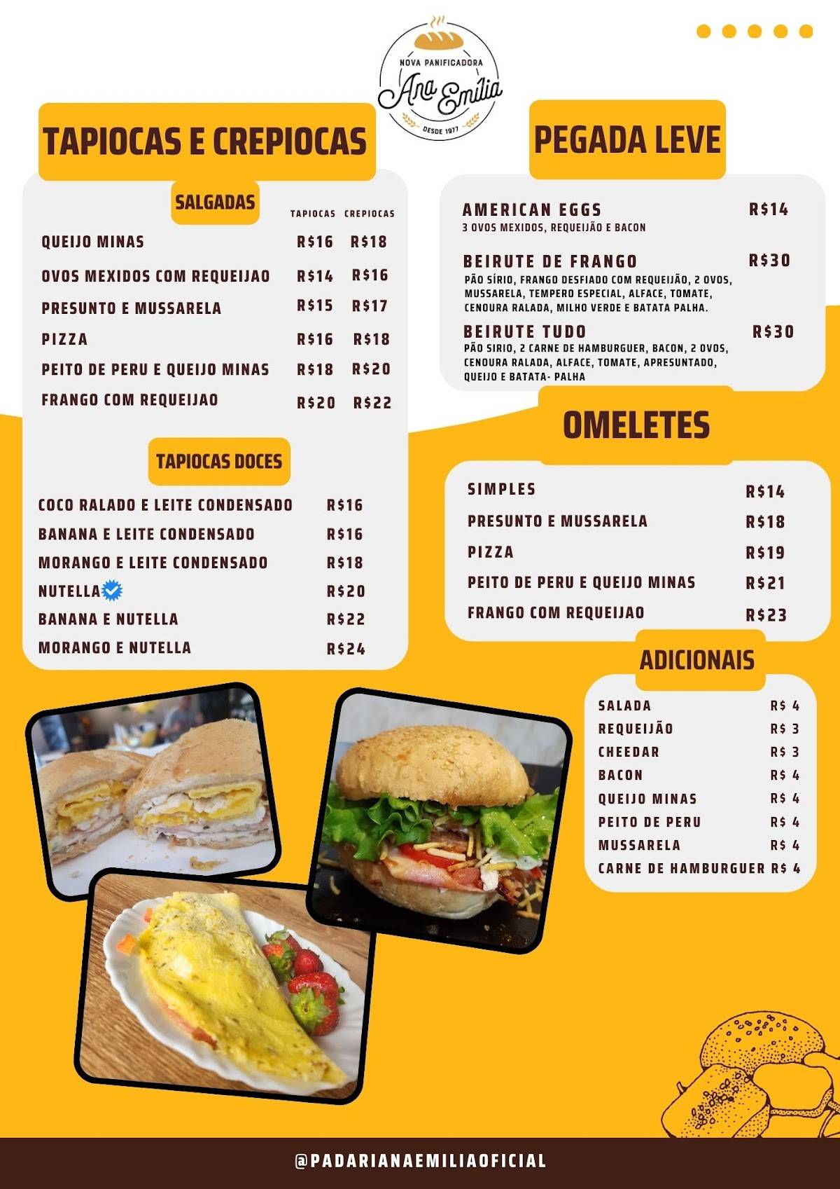 Padaria Ana Emília cardápio