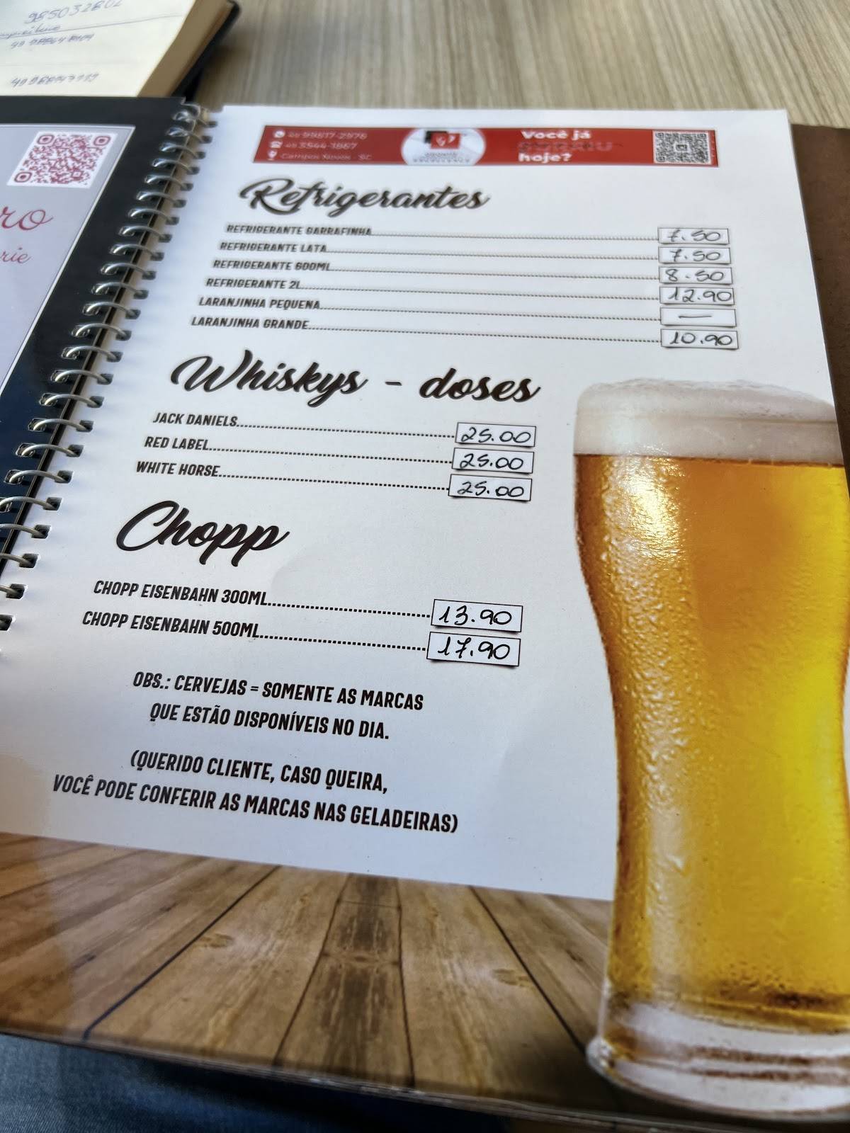 Padaria da Cris cardápio