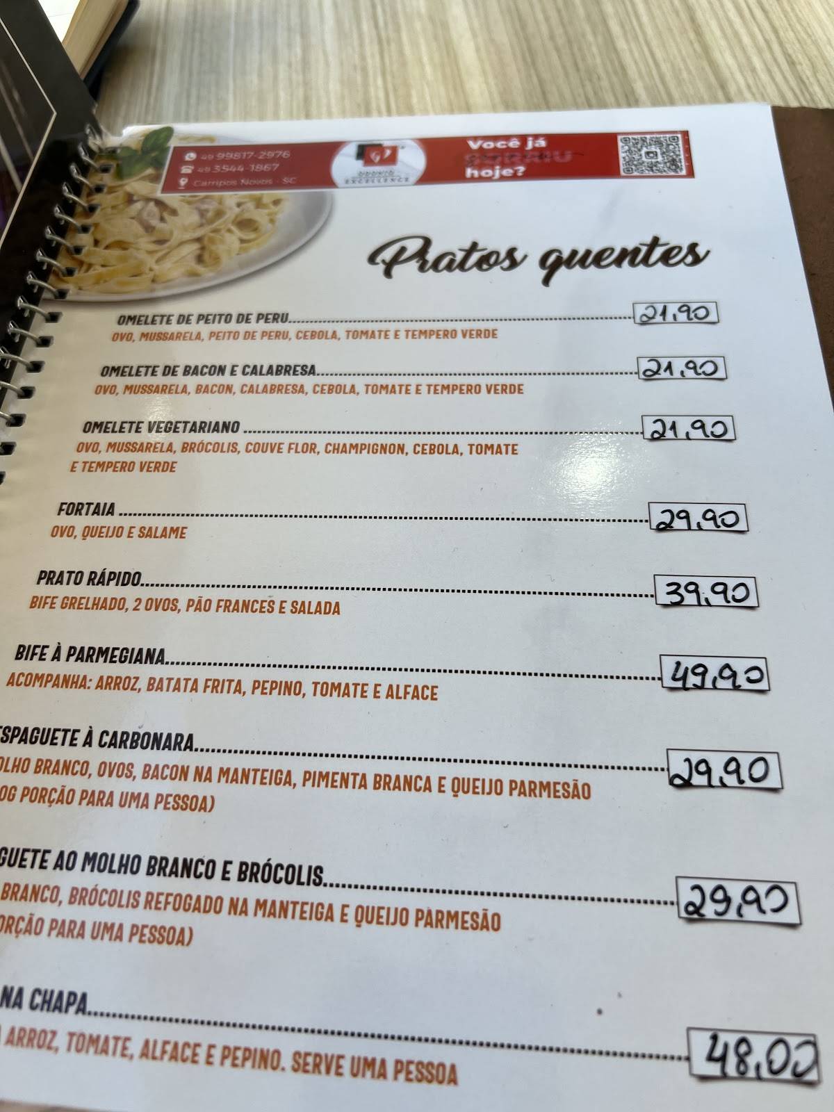 Padaria da Cris cardápio