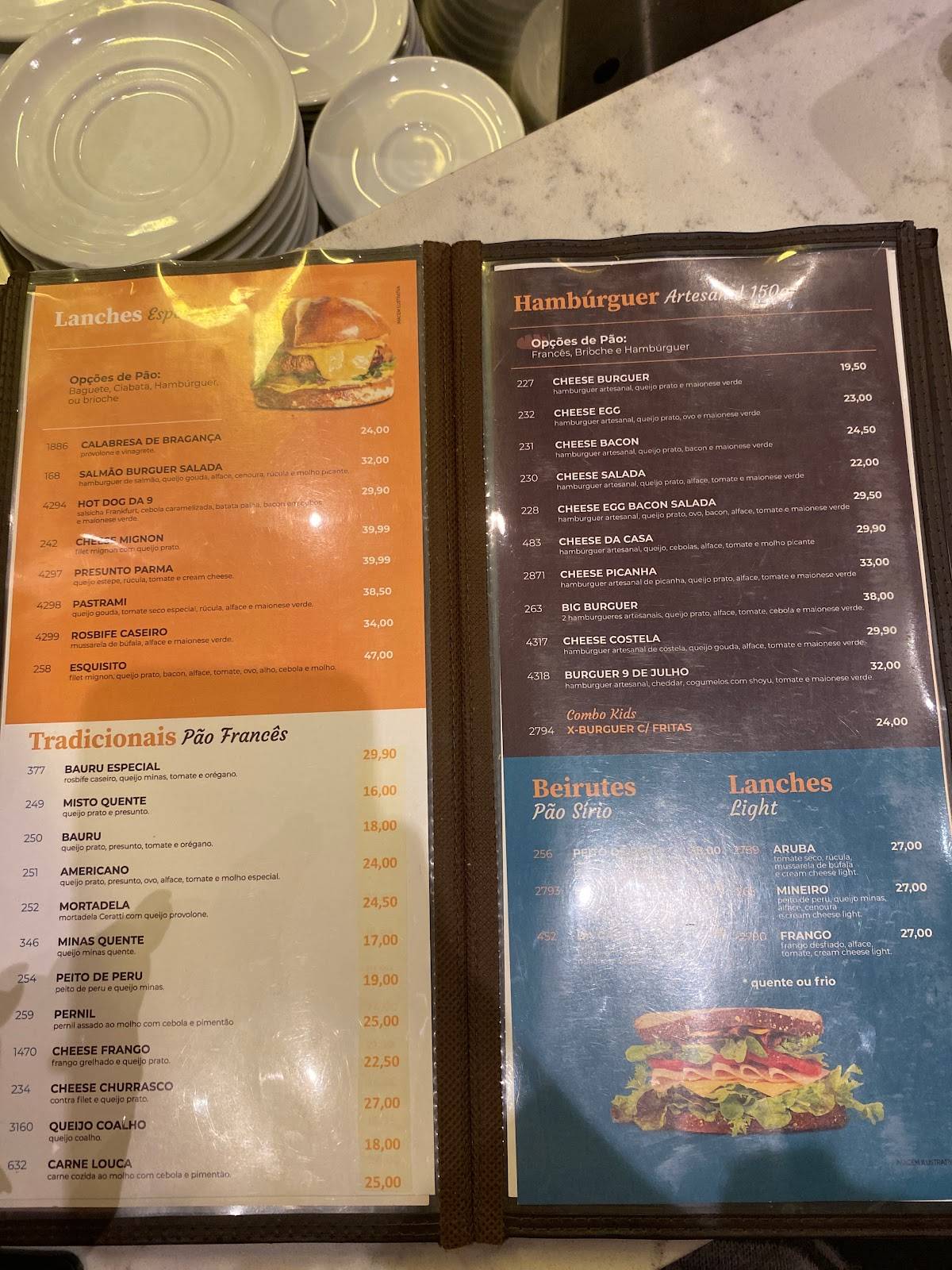 Padaria Nove de Julho cardápio