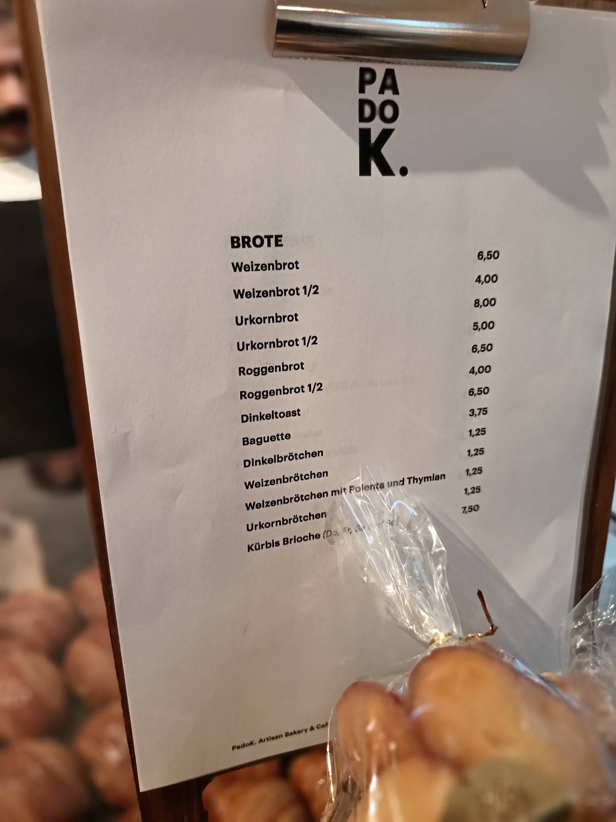 Menu de PadoK.