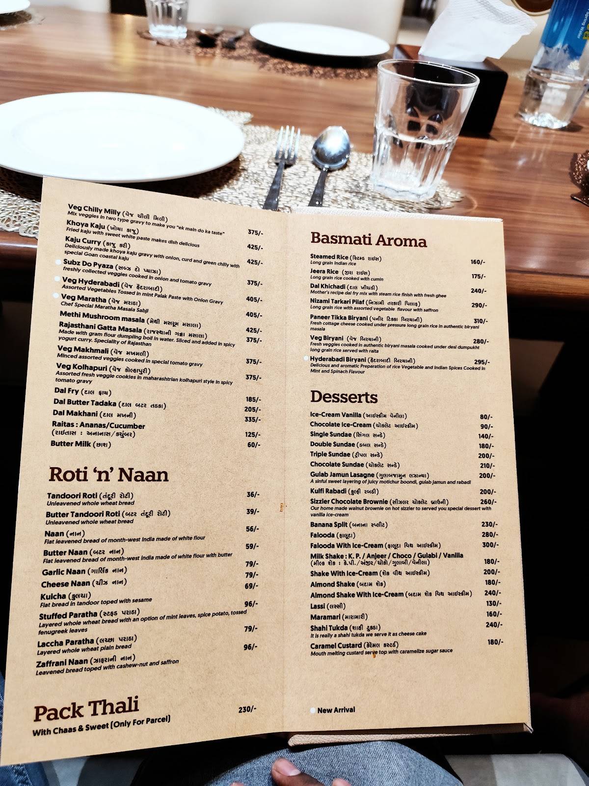 MADHVI RESTRO menu