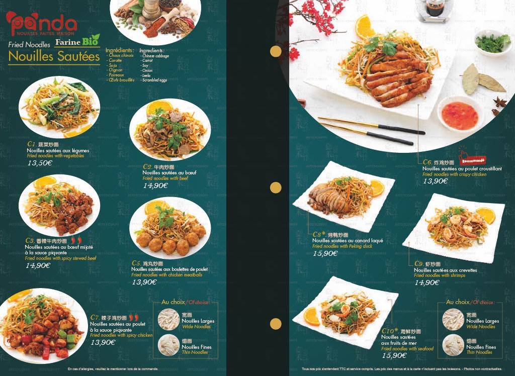 Menu de Restaurant Panda Calais
