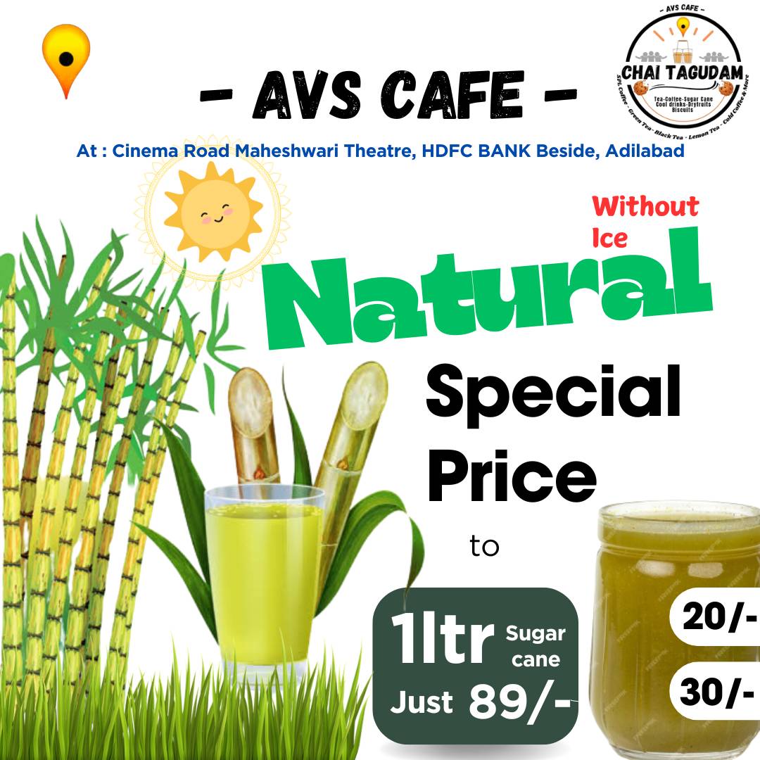 Pandharpuri chai - Best tea in Adilabad AVS CAFE Sugar Cane is best in Adilabad menu