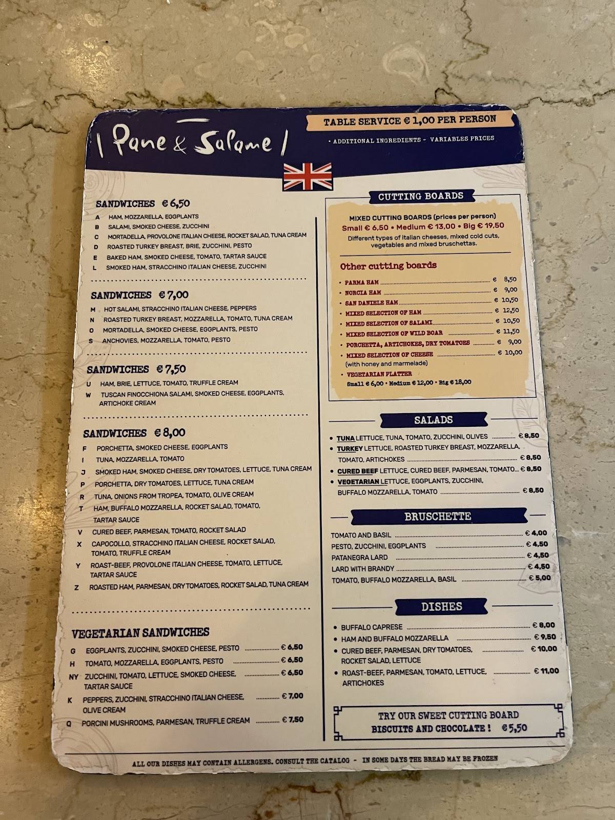 Menu di Pane e Salame 