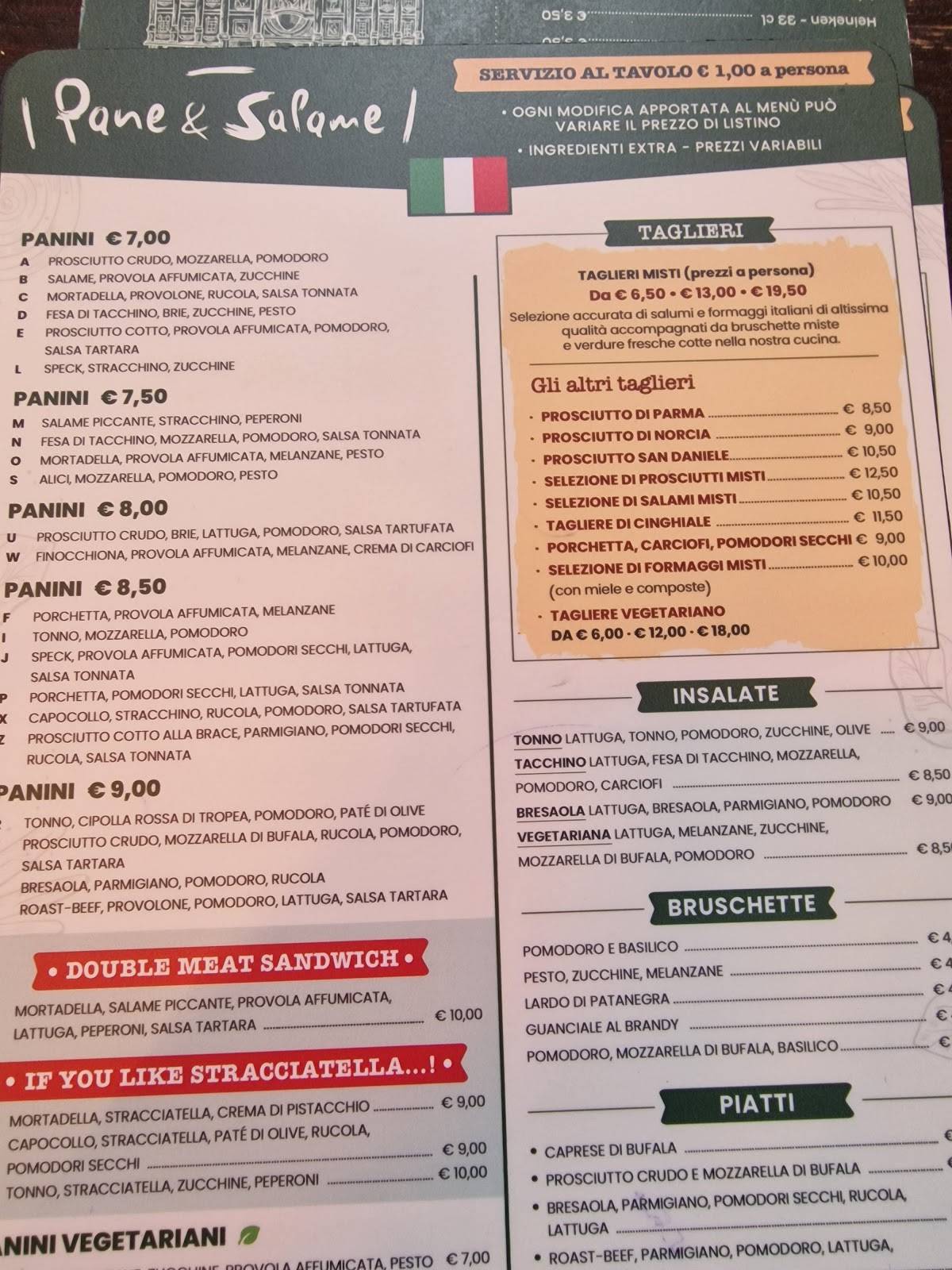 Menu de Pane e Salame