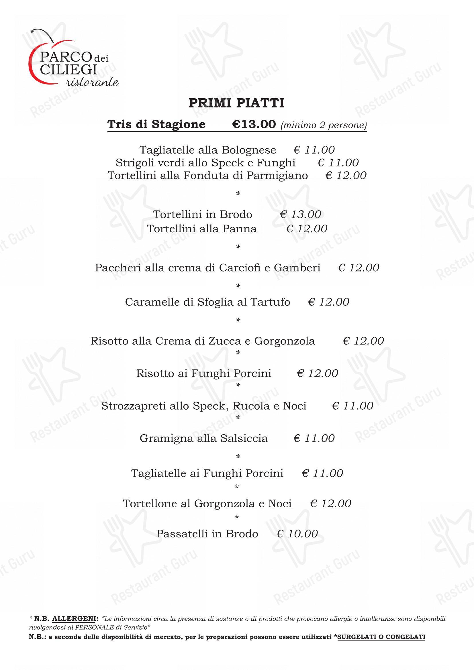 Menu di Parco Dei Ciliegi - Коктейльная карта