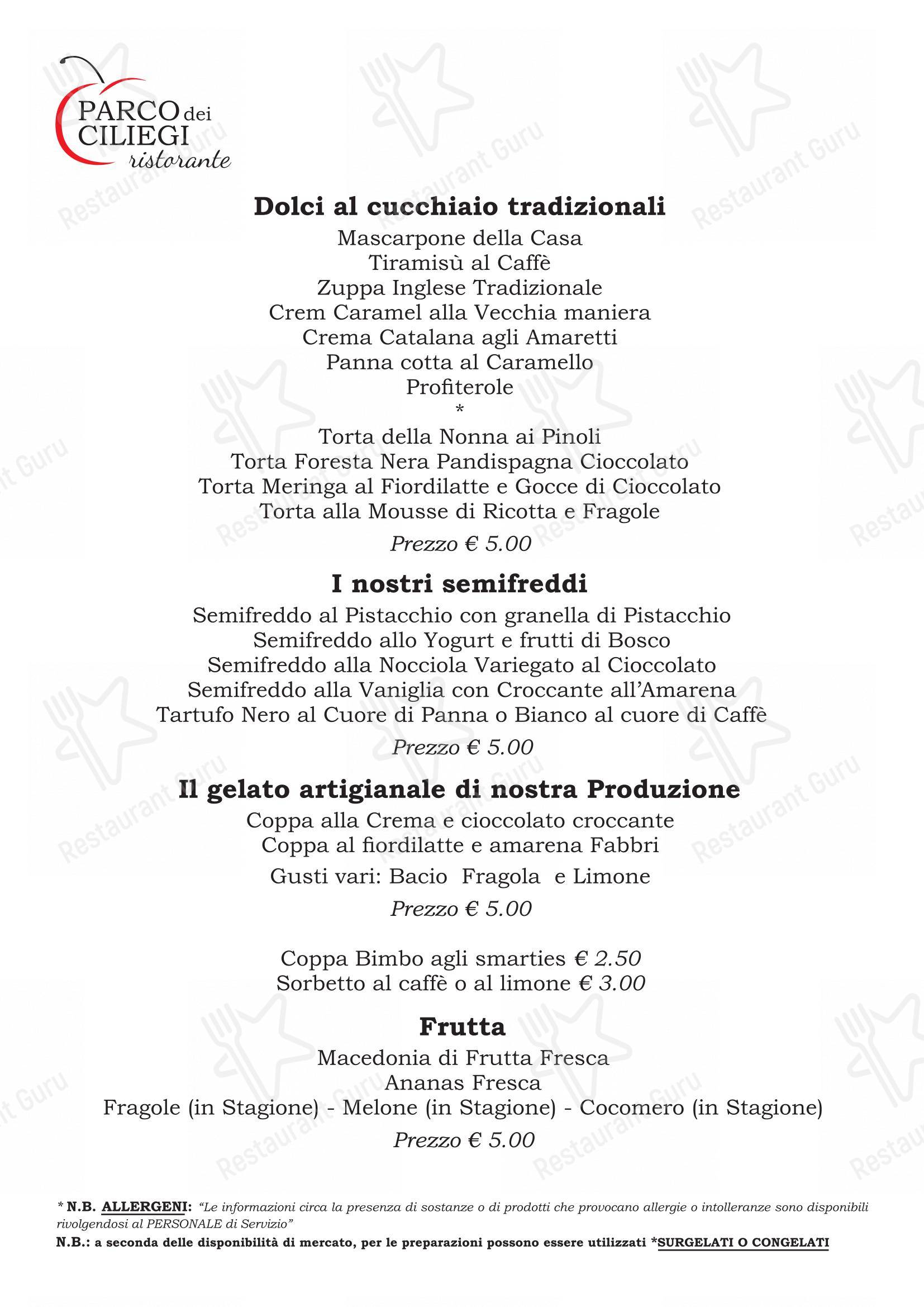 Коктейльная карта per Parco Dei Ciliegi pizzeria