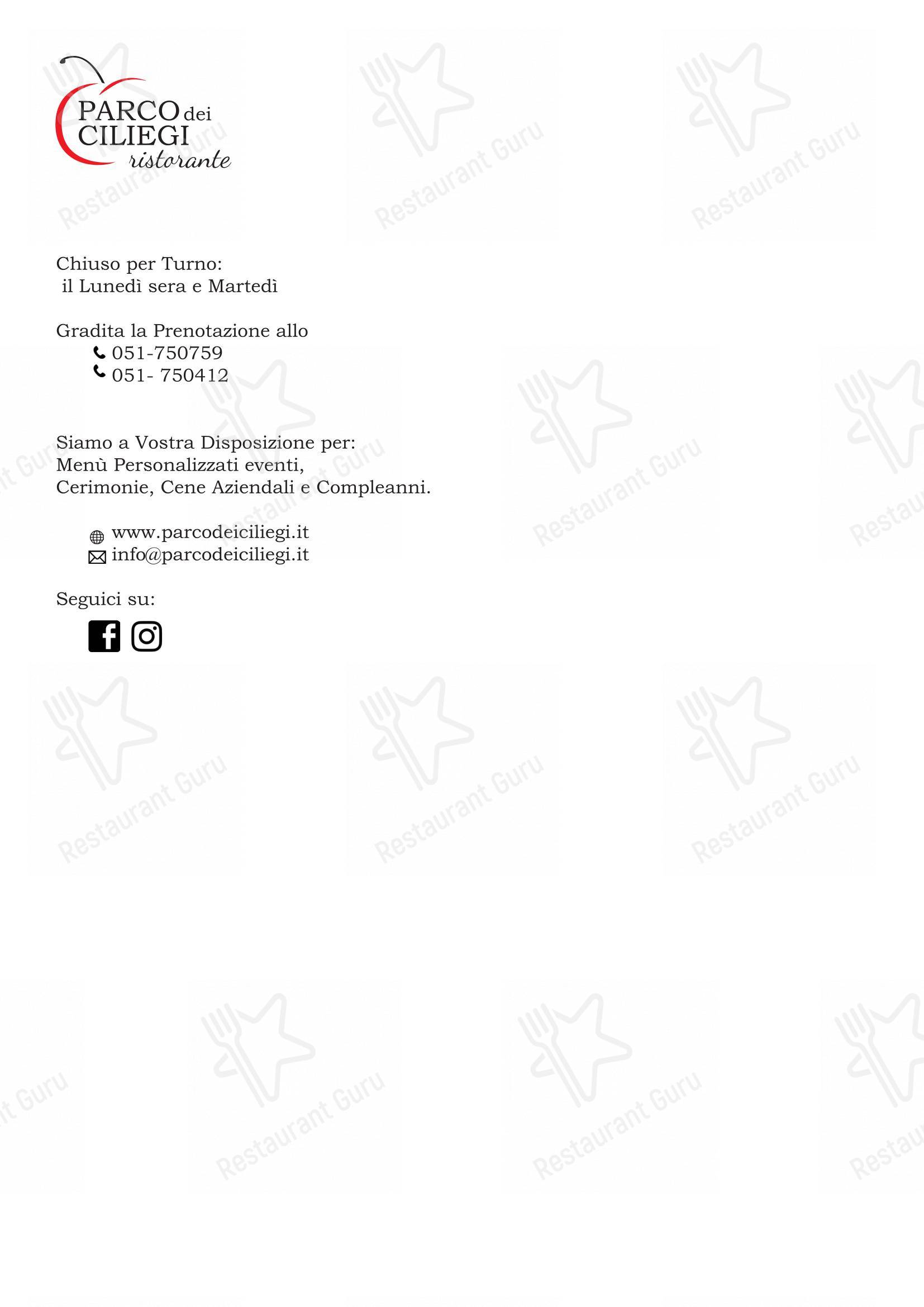 Menu di Parco Dei Ciliegi - Коктейльная карта