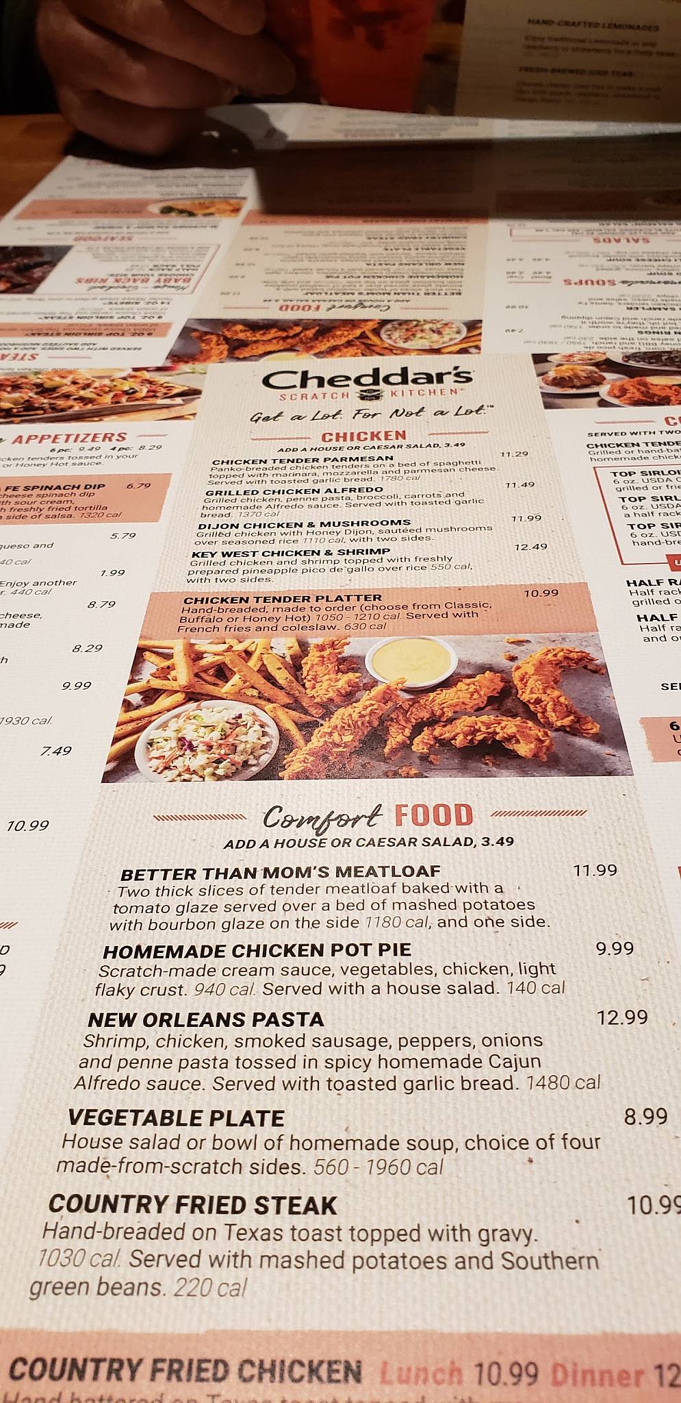 Menu at Cheddar's Scratch Kitchen restaurant, Vienna