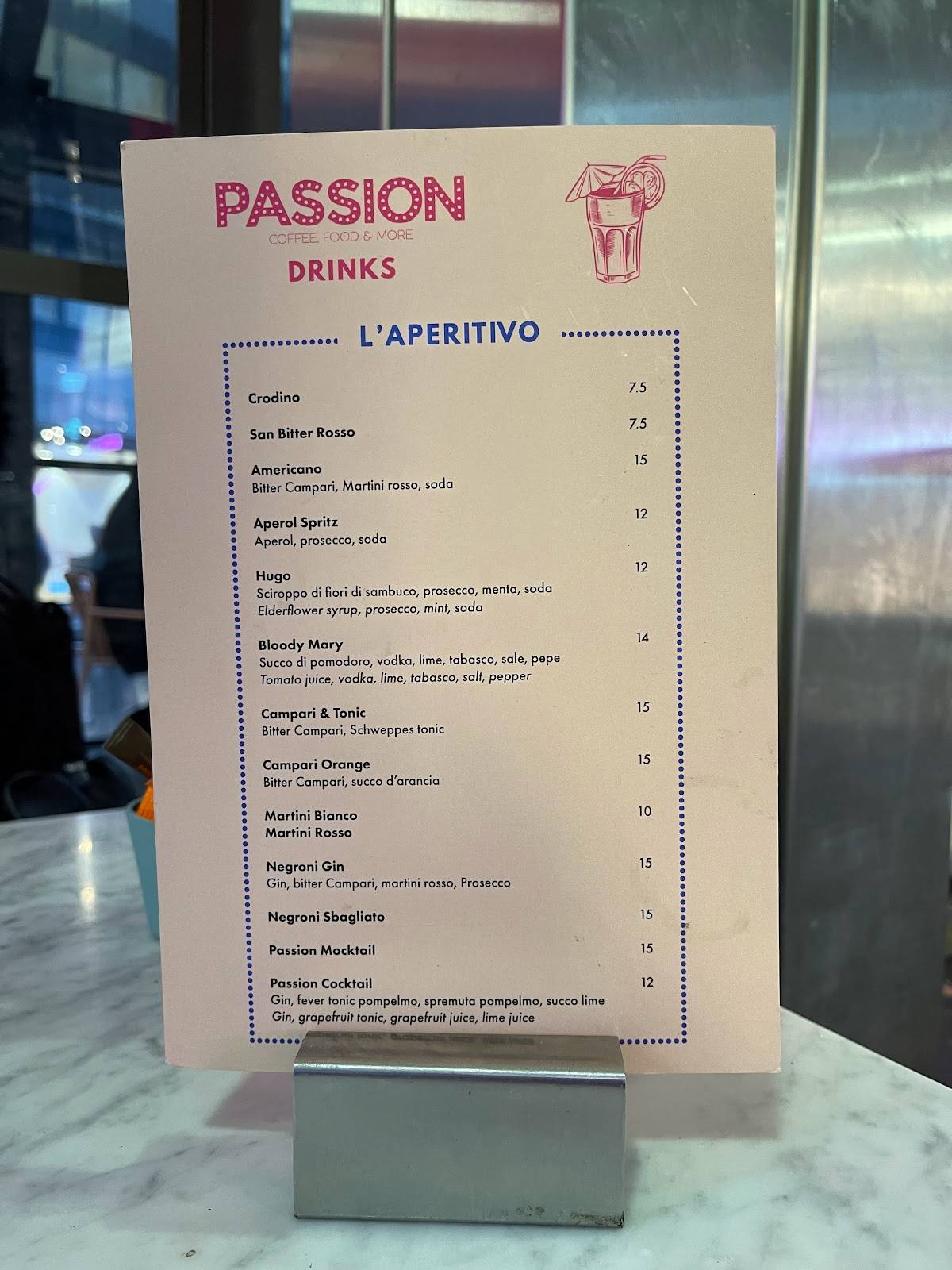 Menu di Passion Bar & Ristorante 