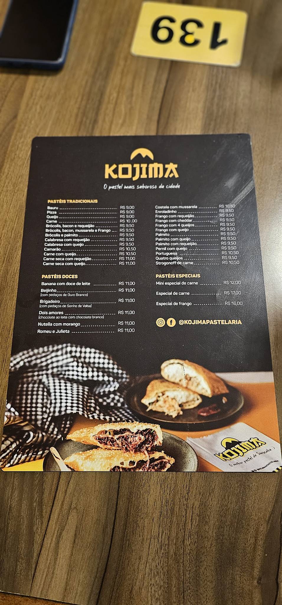 Pastelaria Kojima cardápio