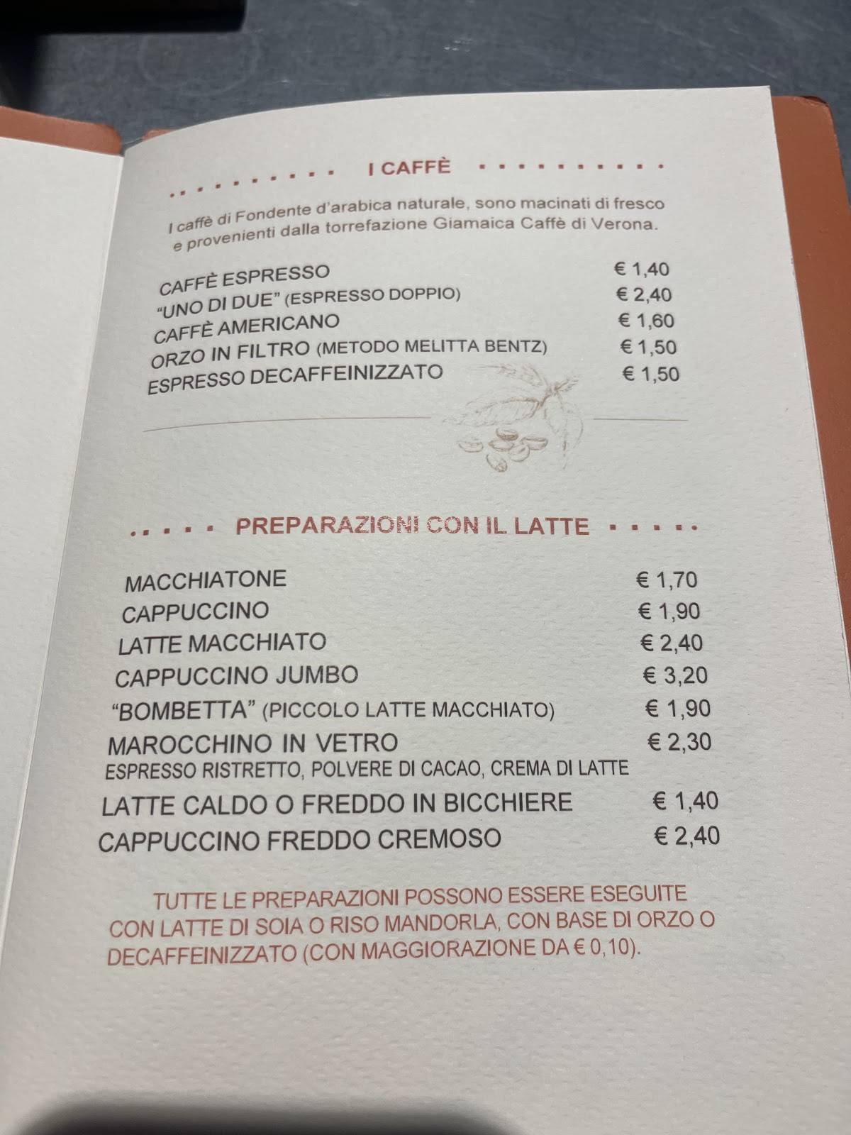 Menu di Pasticceria Fondente 