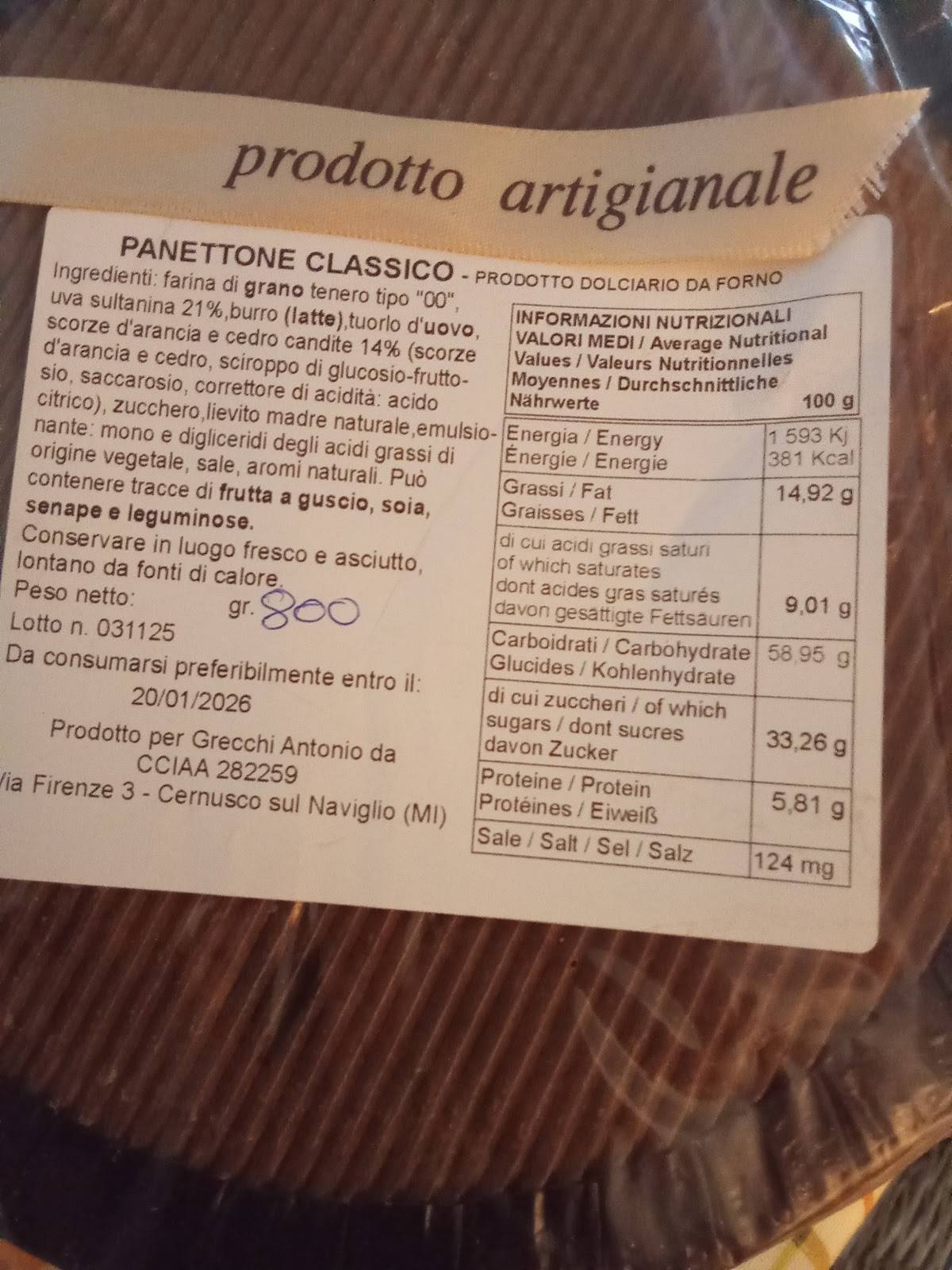 Menu di Pasticceria Grecchi Luigi 