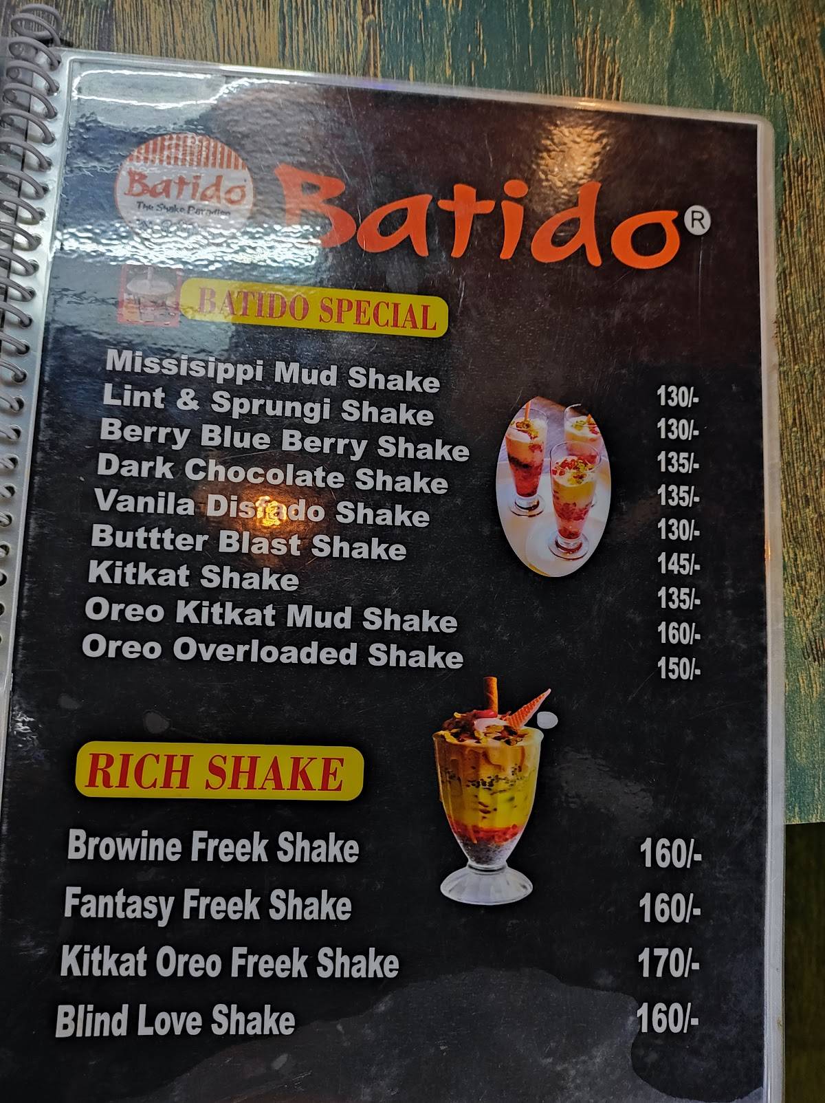 Batido - The Shake Paradise menu