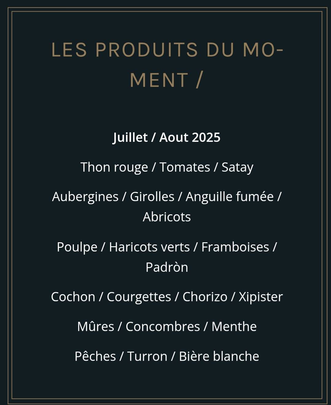 Menu de L'Interprète