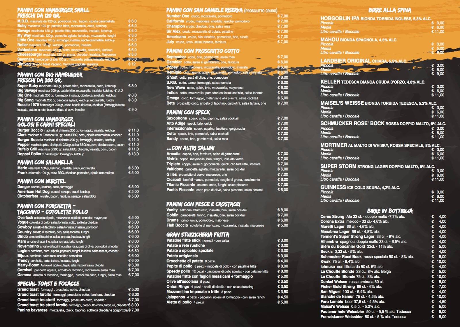 Menu di Il Boccio Pub 