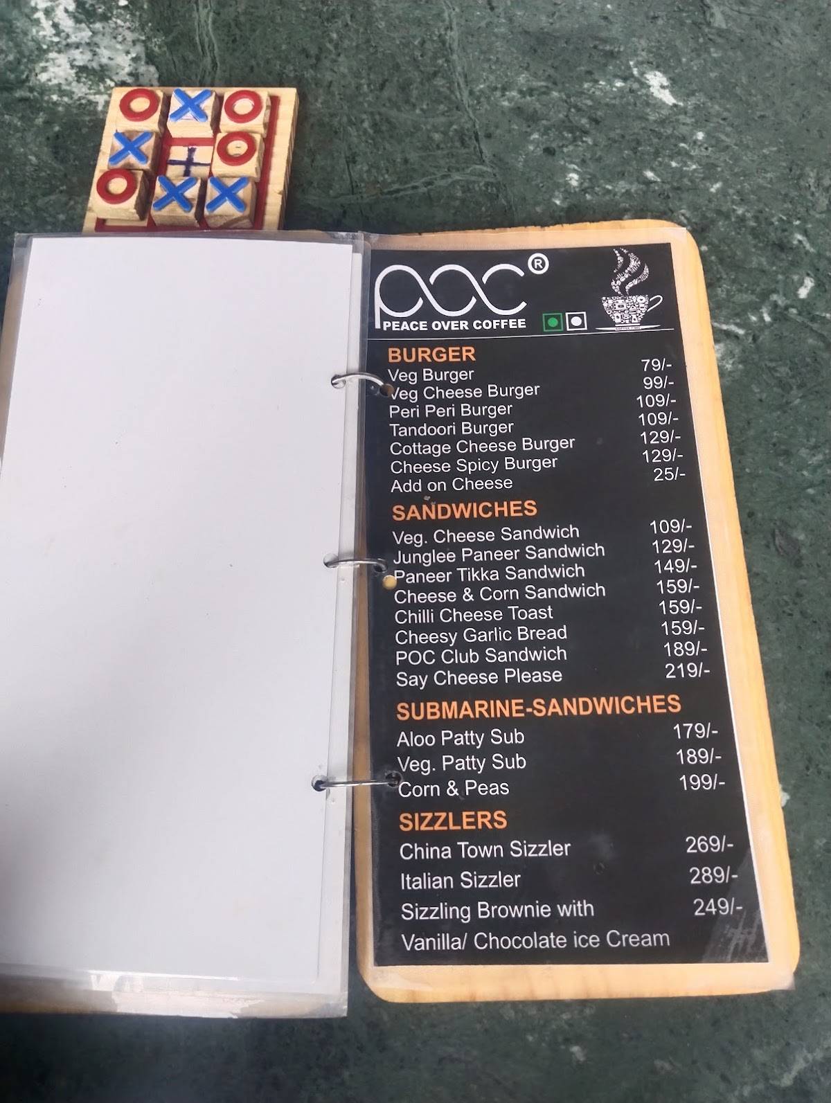 Peace Over Coffee menu