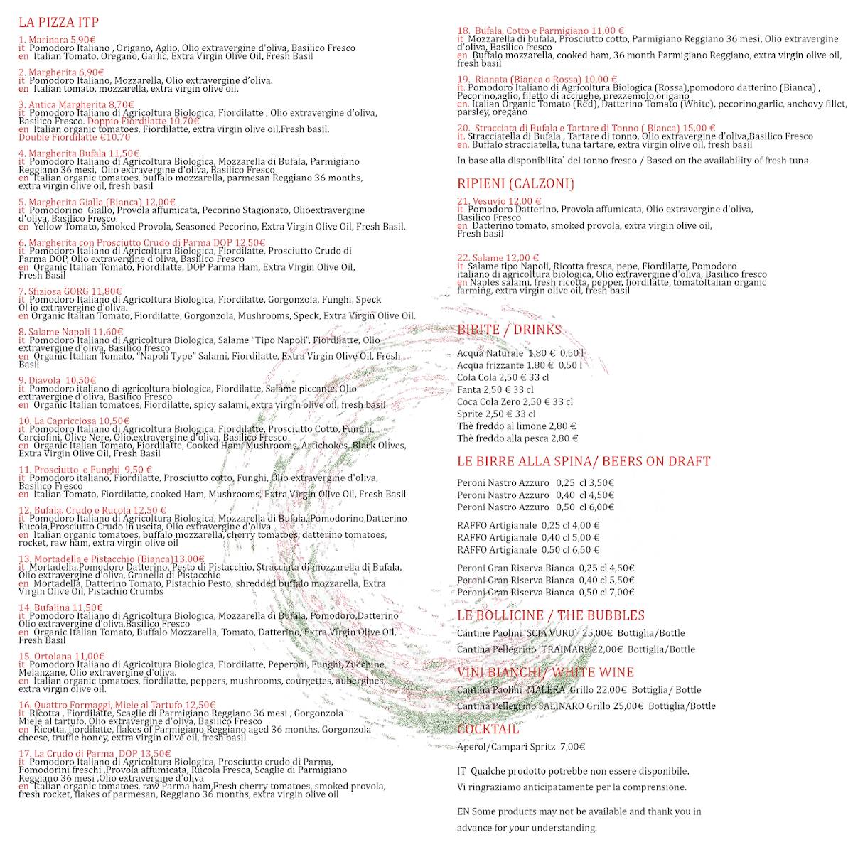 Menu di Pe'ahi Pizzeria 