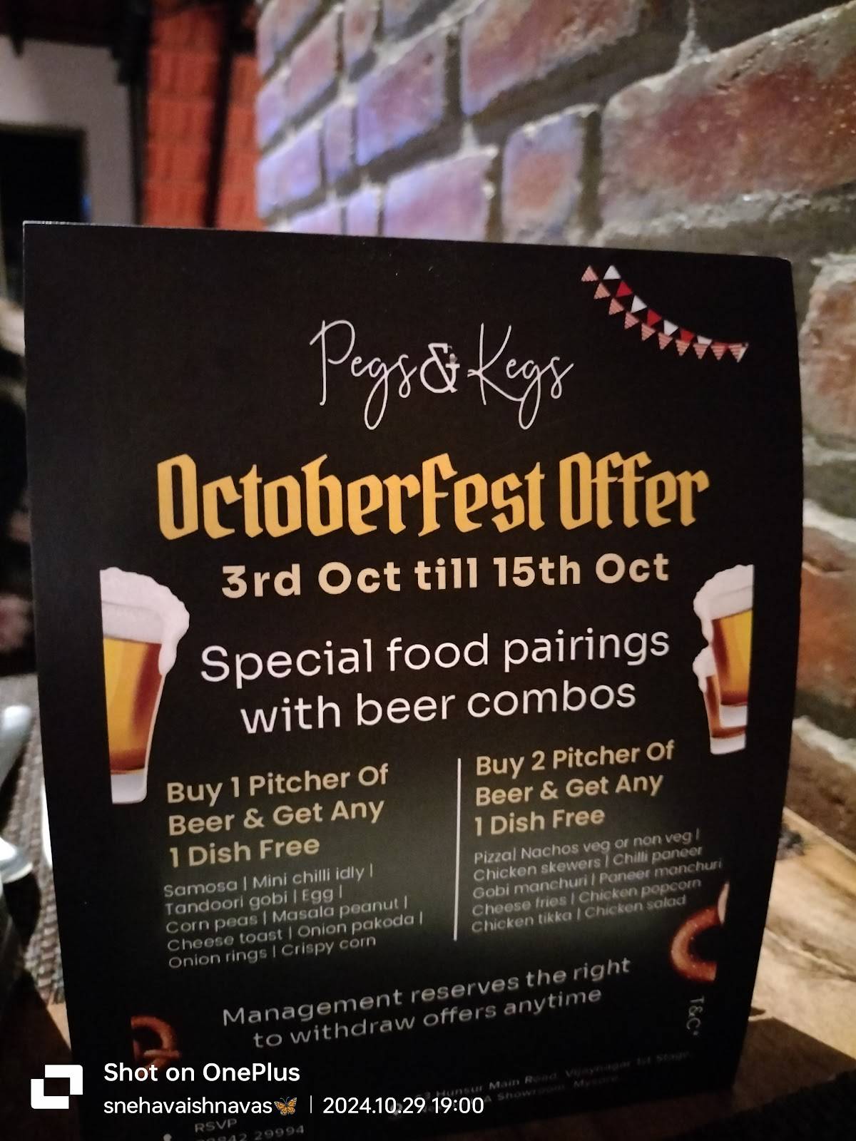 Pegs & Kegs Restobar menu