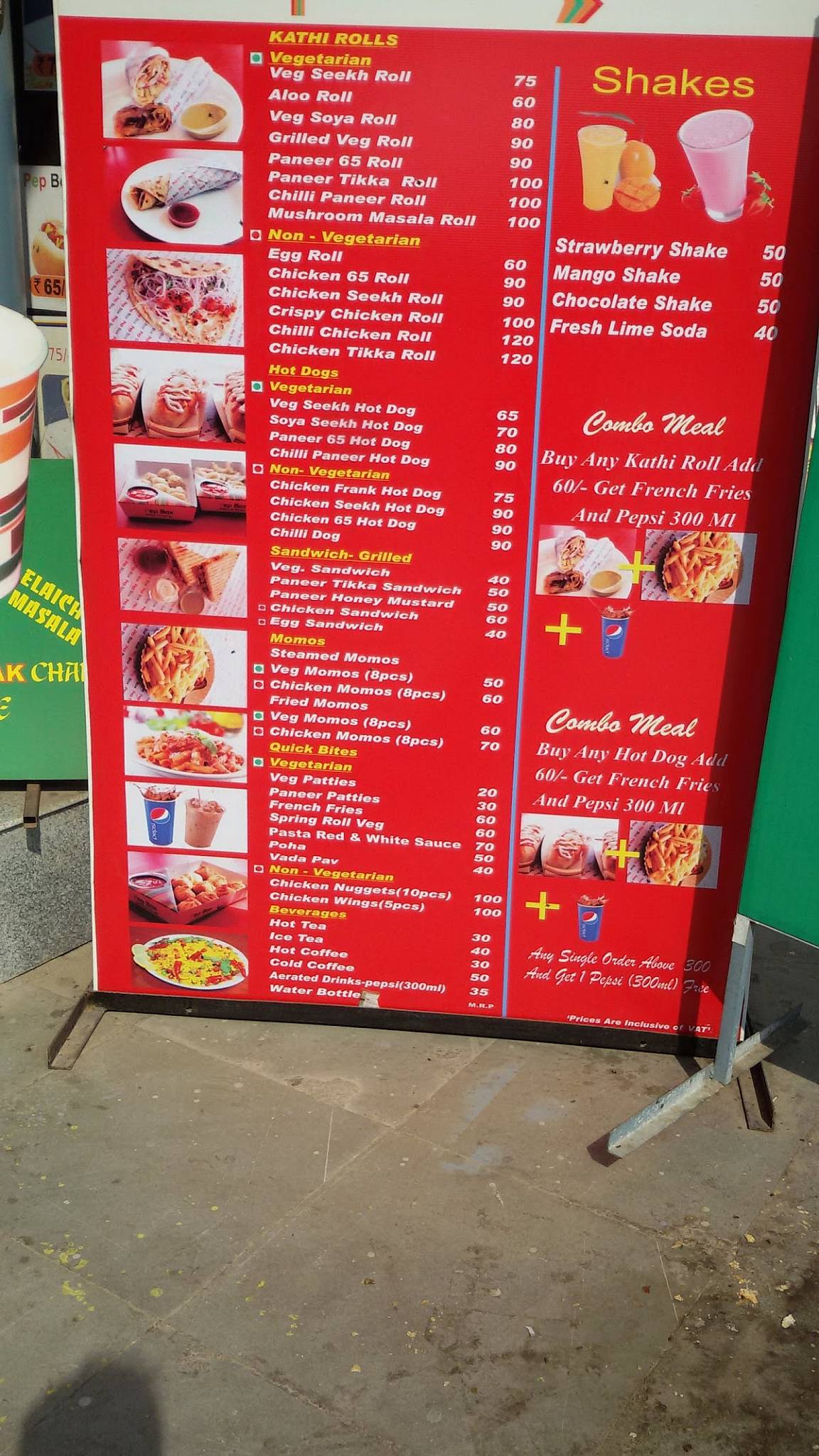 Pep Box menu