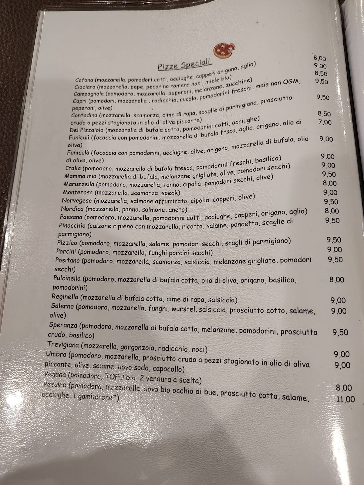 Menu di Pizzeria Capri 