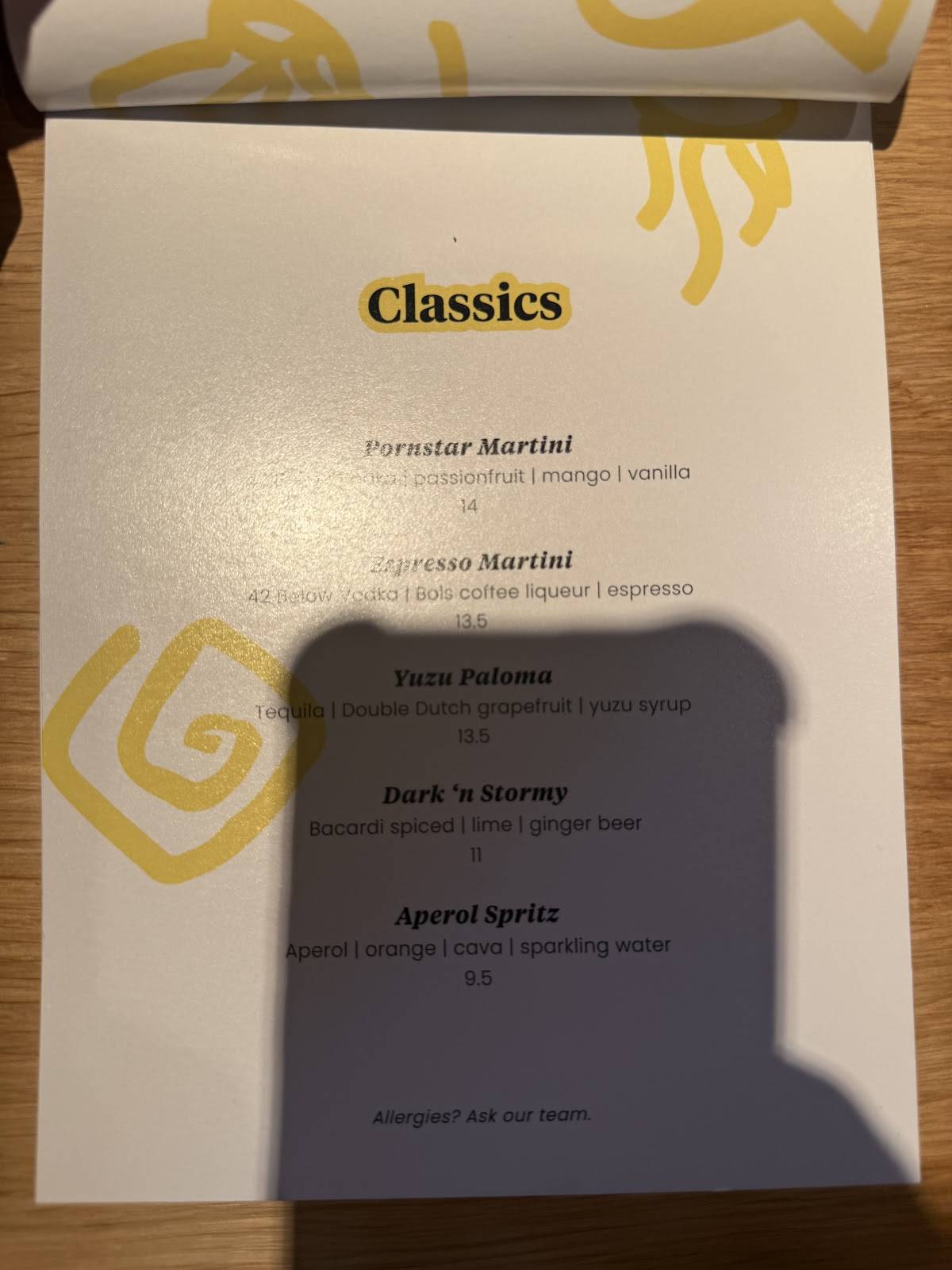 Menu de Pesca Seafood Restaurant Amsterdam
