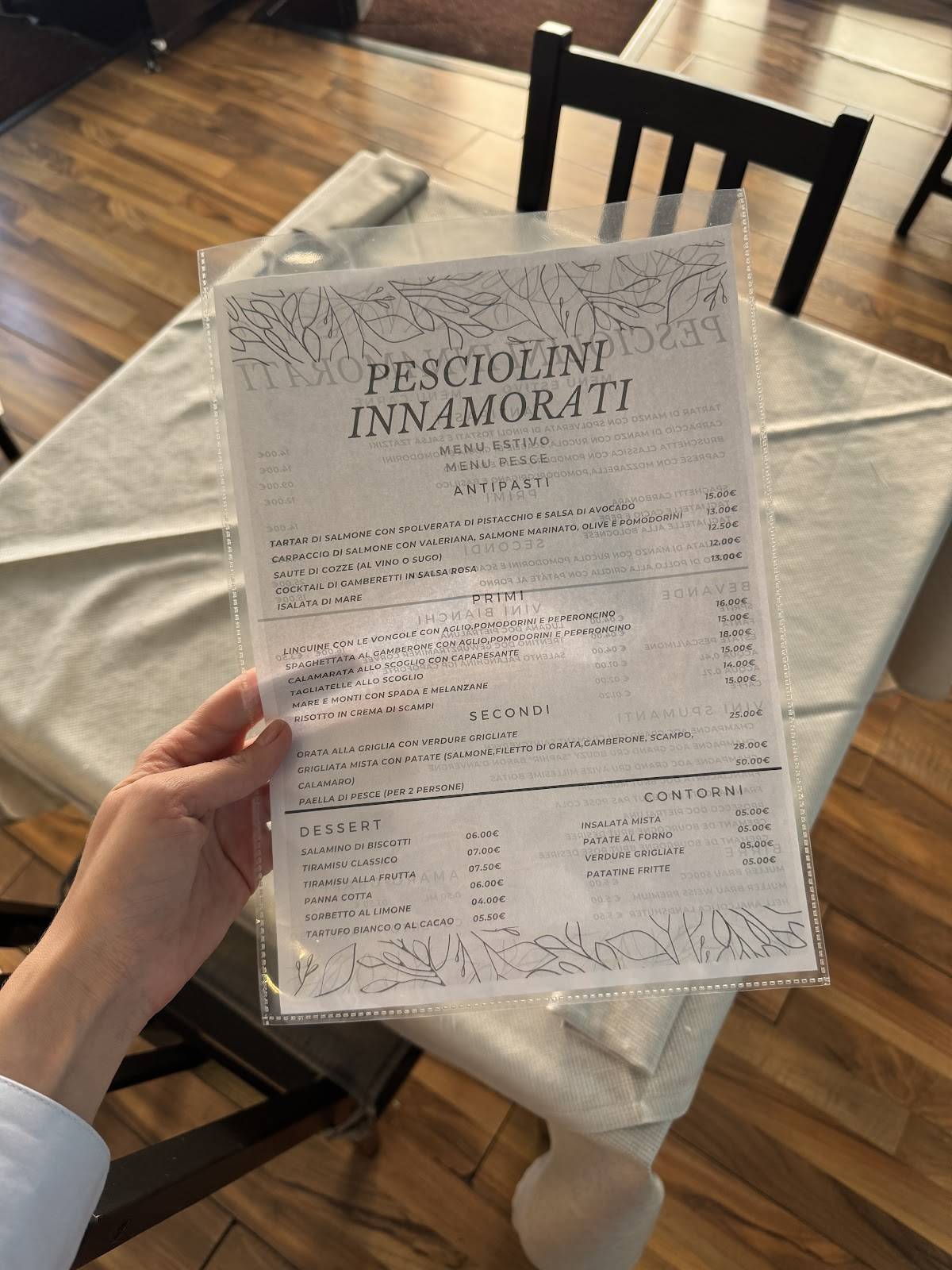 Menu di Pesciolini Innamorati 