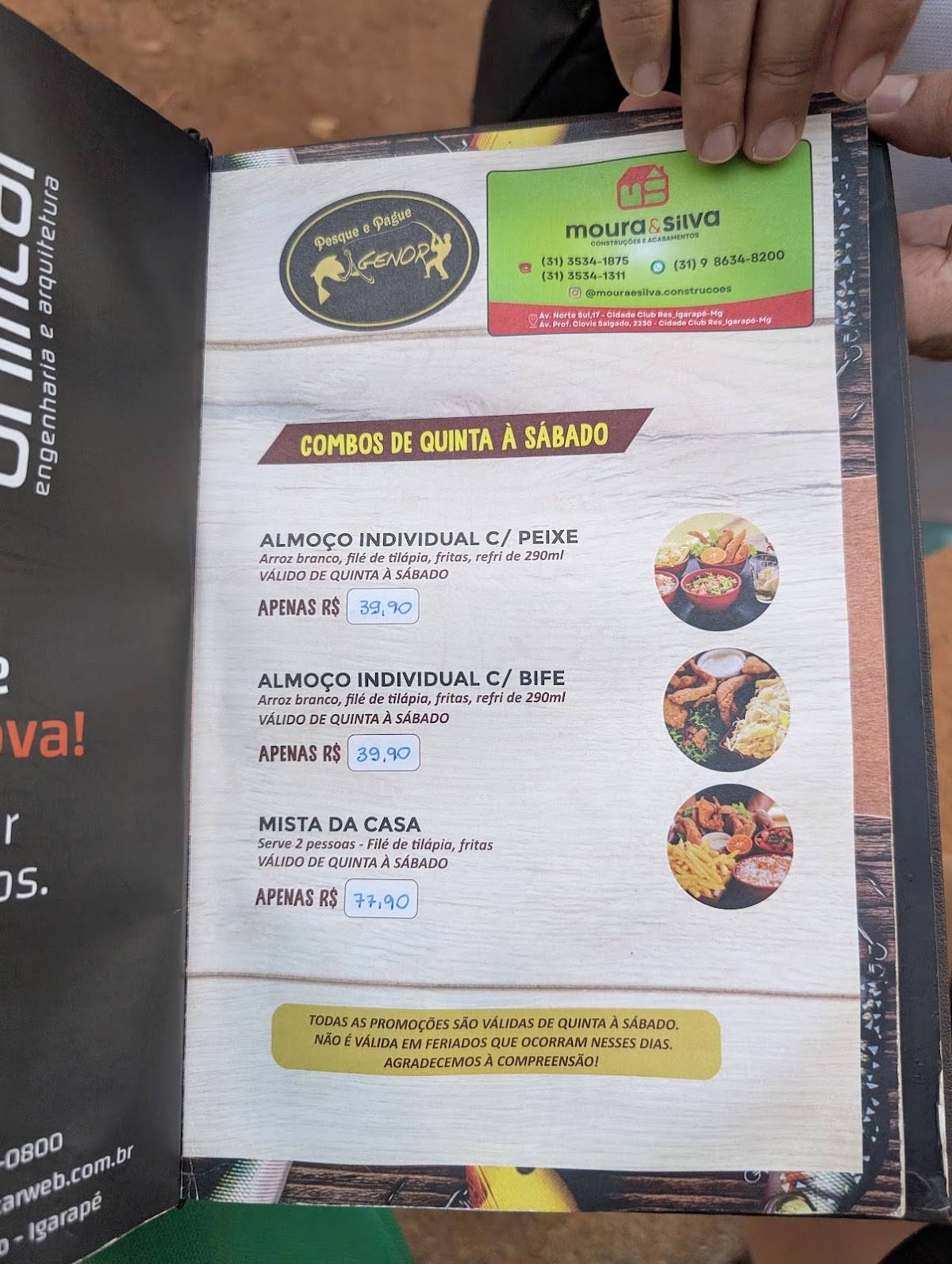 Pesque e Pague Agenor cardápio