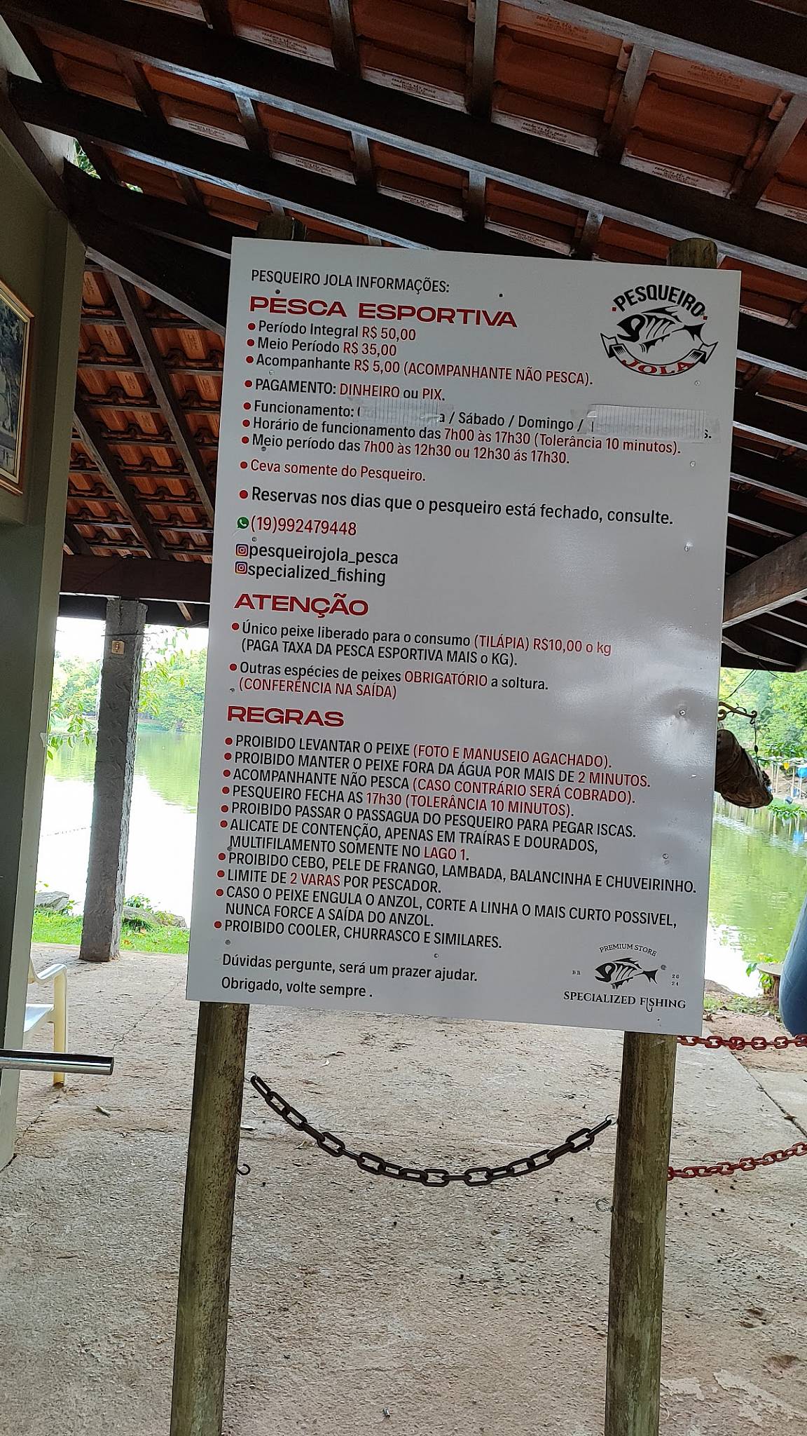 Pesqueiro do Jola cardápio