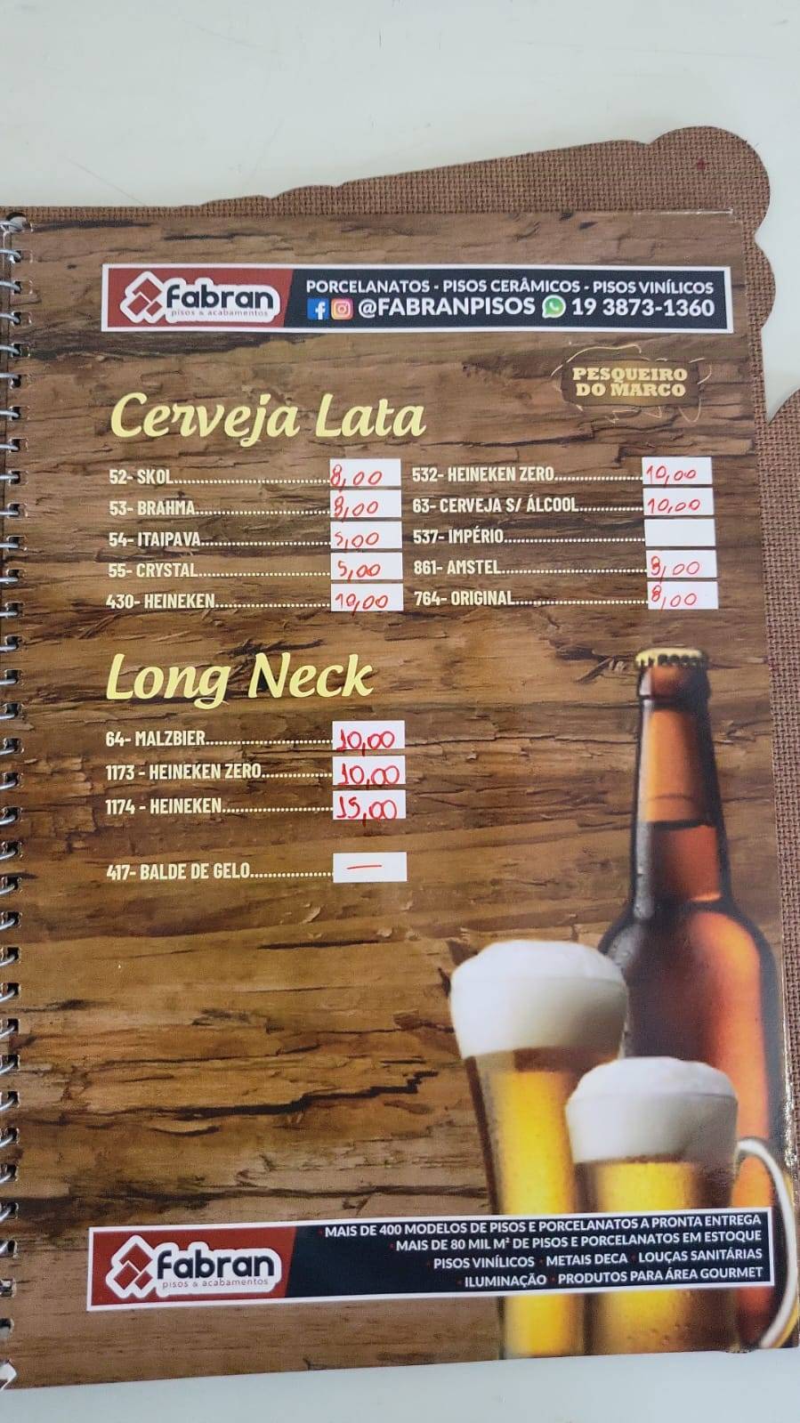 Pesqueiro do Marco cardápio