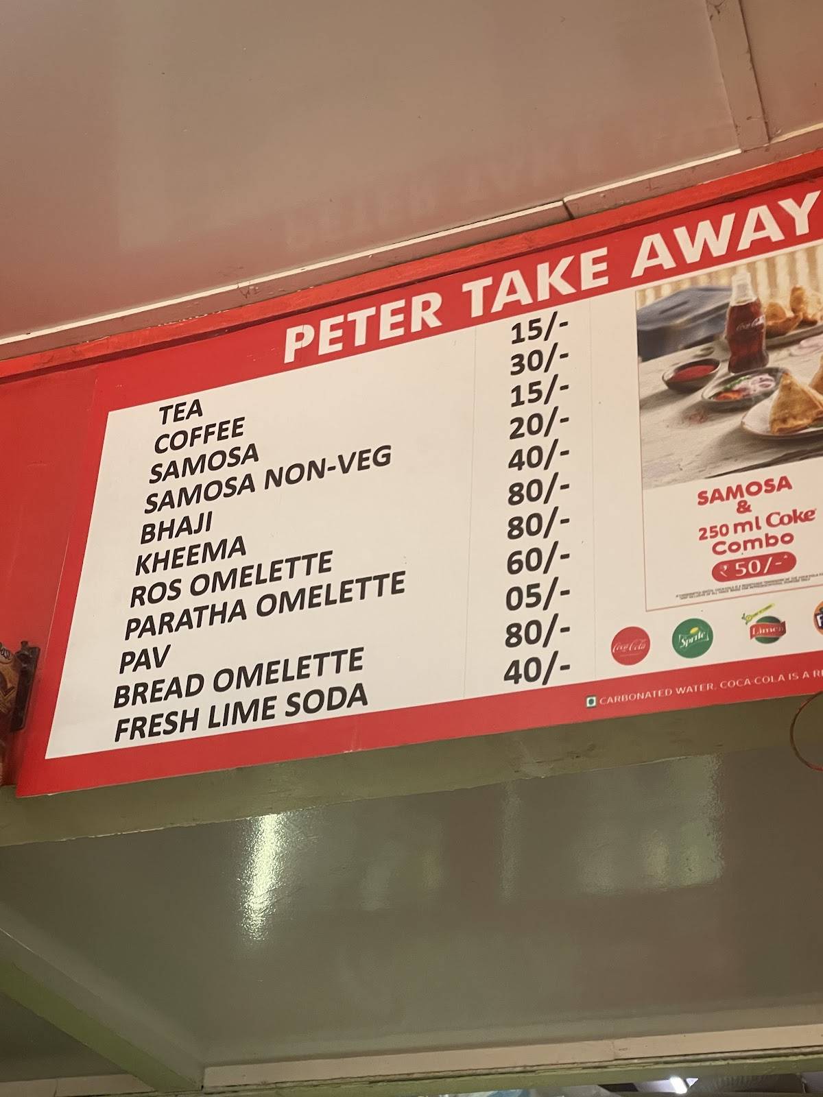 Peter's Tea Stall menu