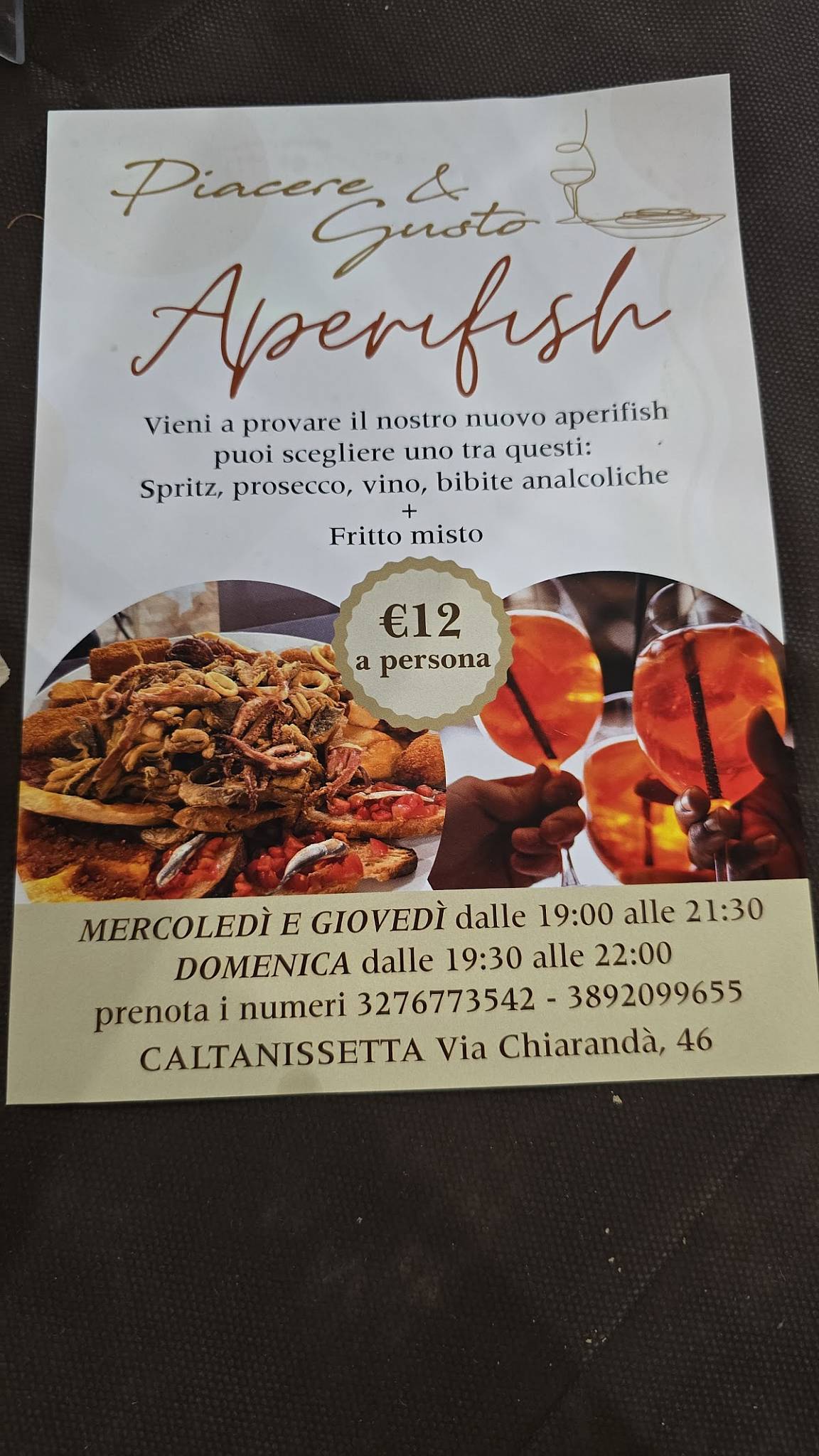 Menu di Piacere e Gusto 