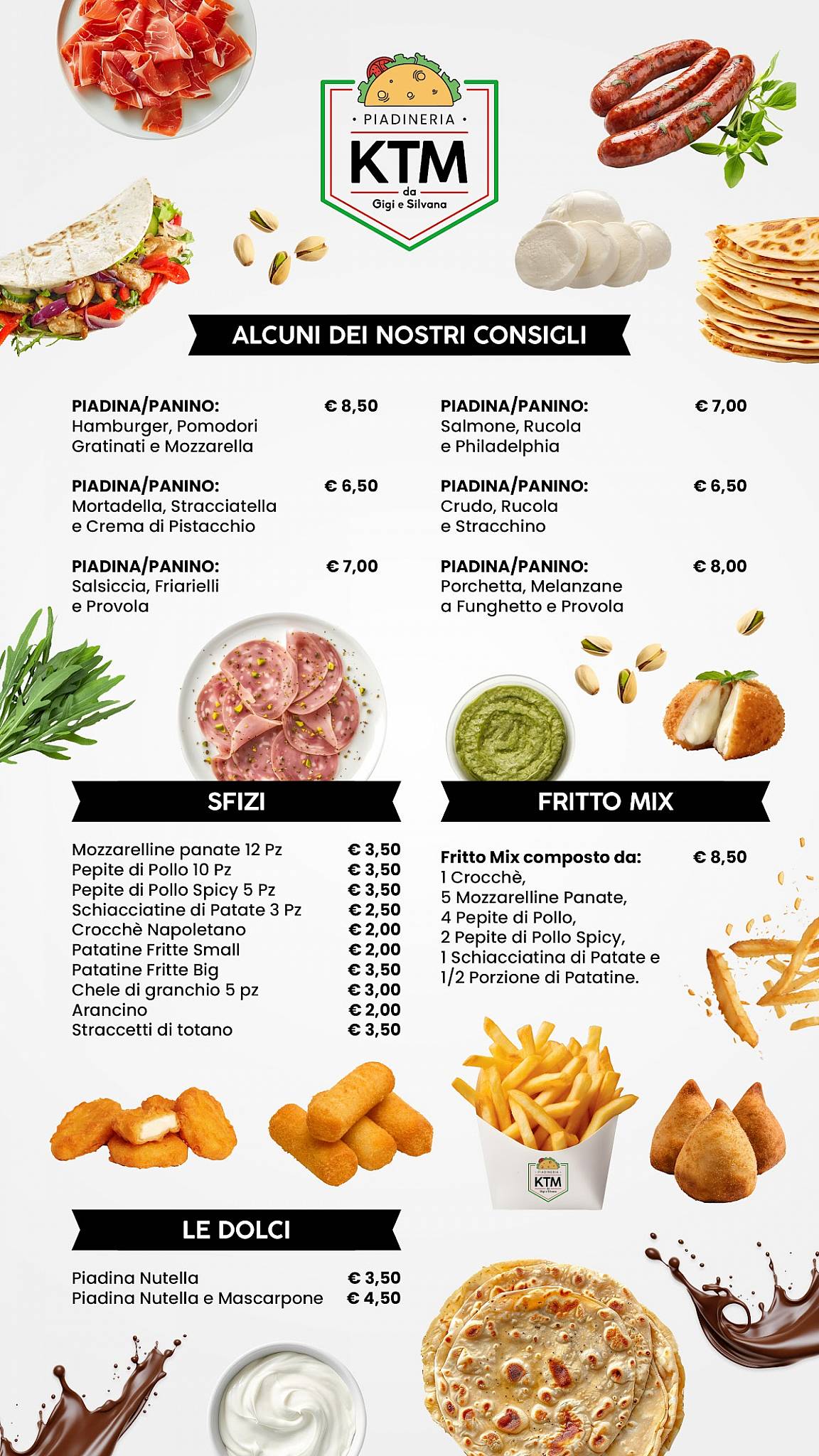 Menu di Piadineria Ktm 