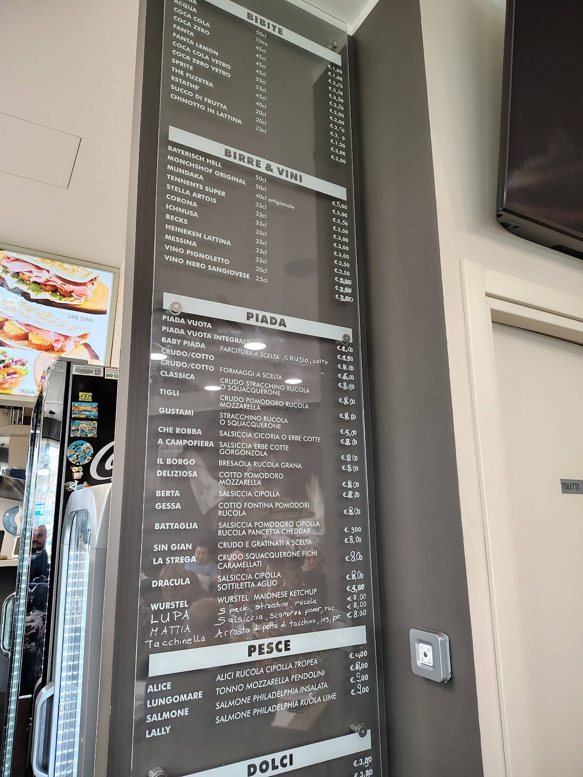 Menu di Piadineria L'angolo dei Tigli 