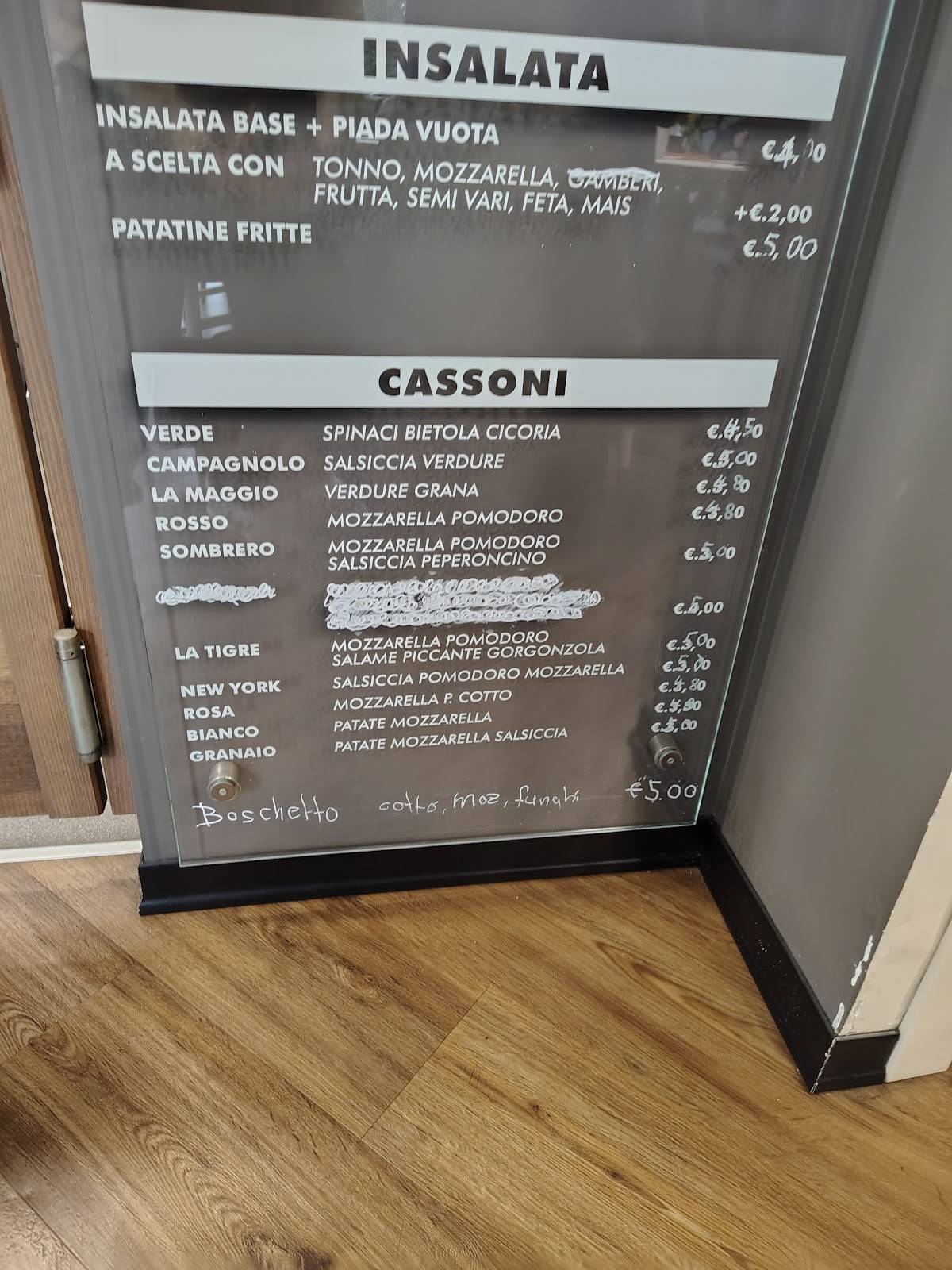 Menu di Piadineria L'angolo dei Tigli 