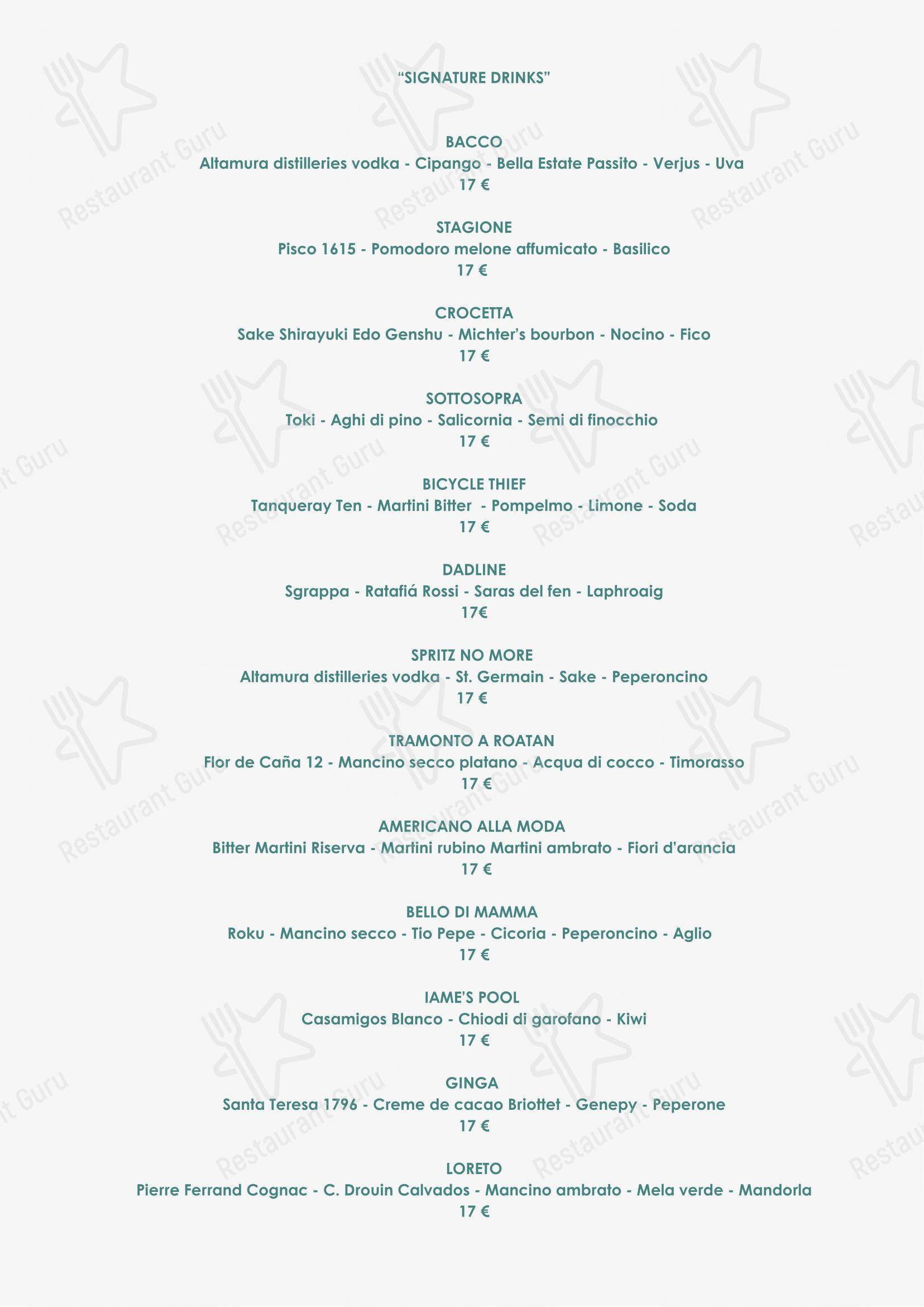 Menu di Piano35 Ristorante - Lunch Menu