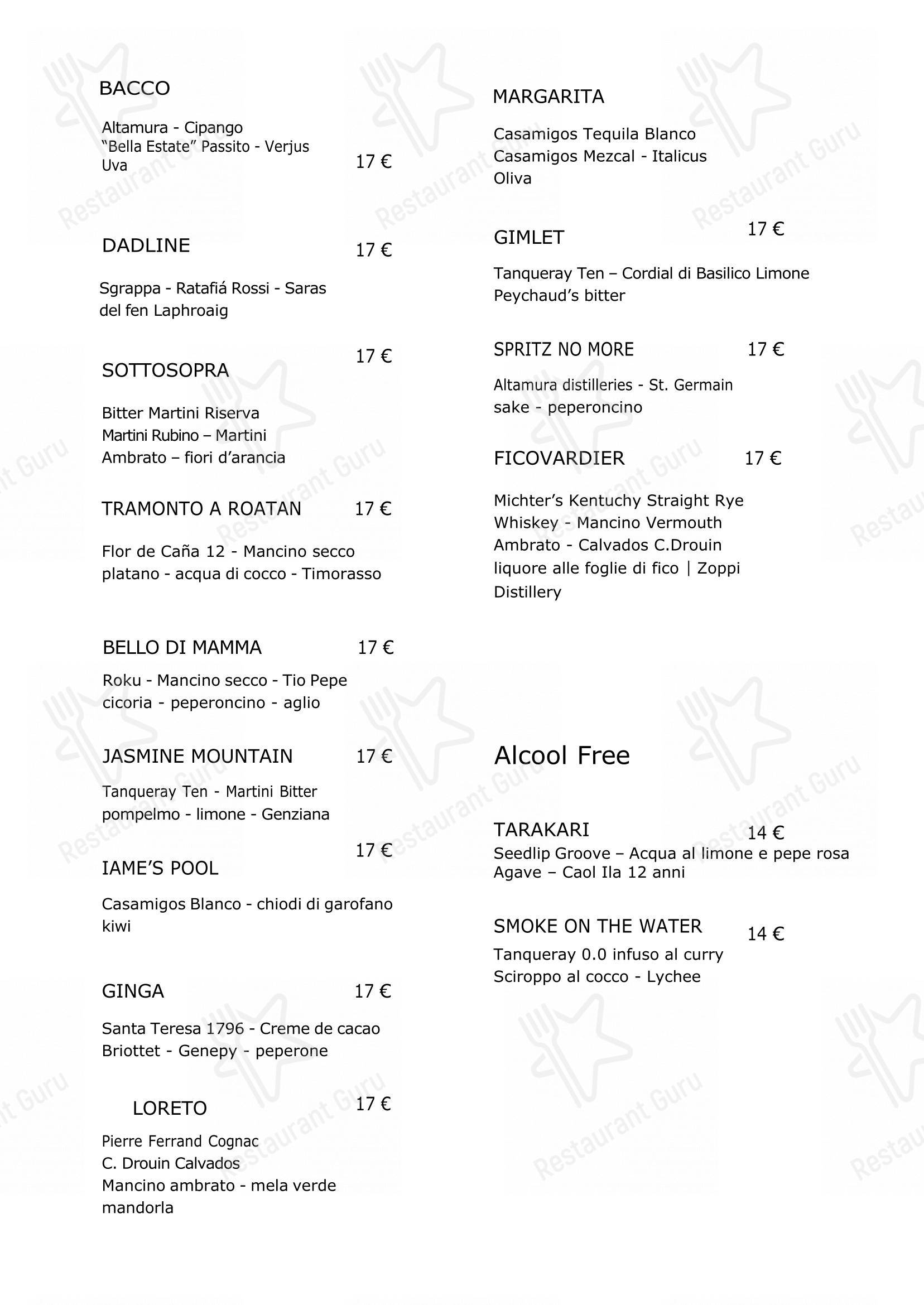 Menu bar per Piano35 Ristorante in Torino
