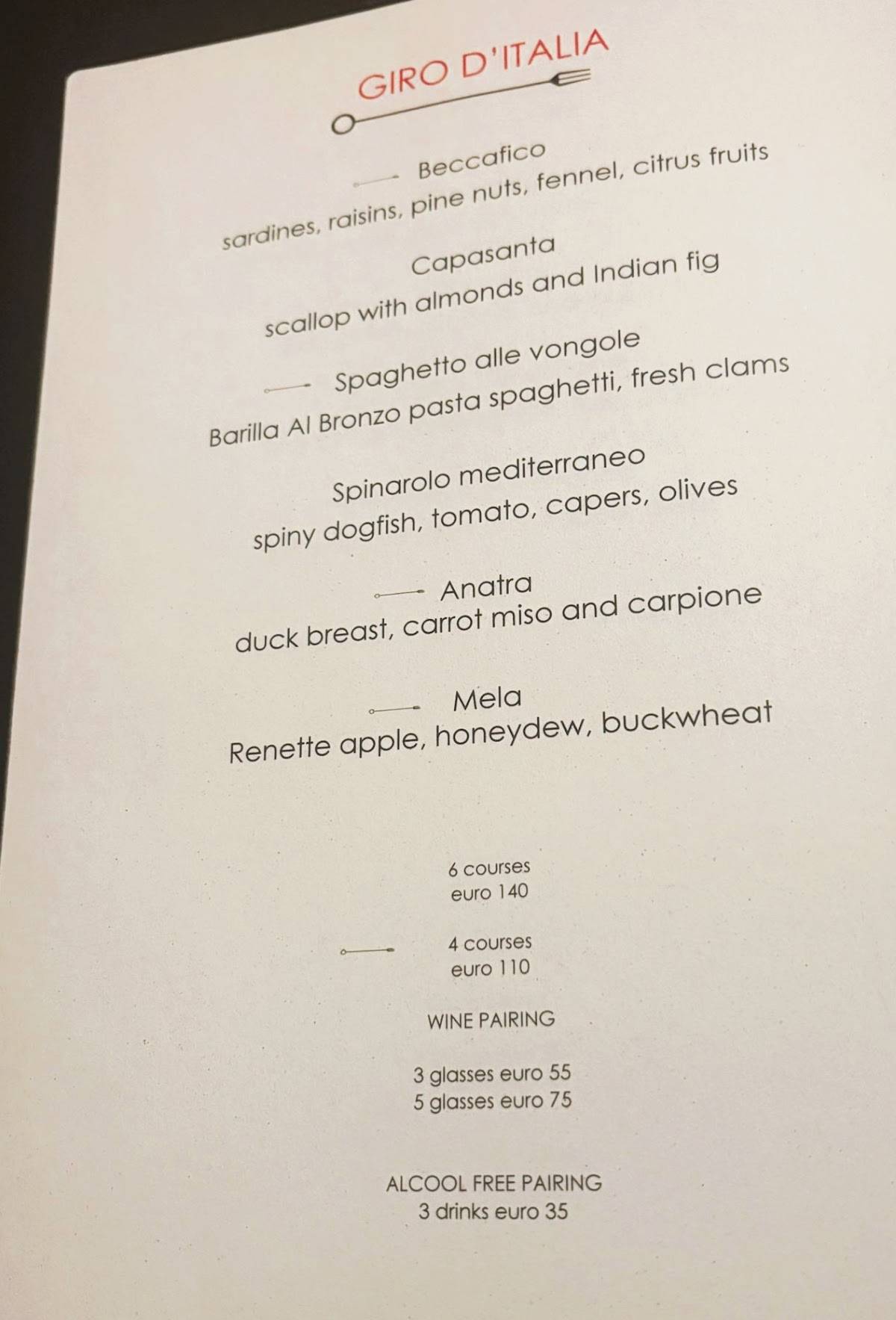 Menu di Piano35 Ristorante 