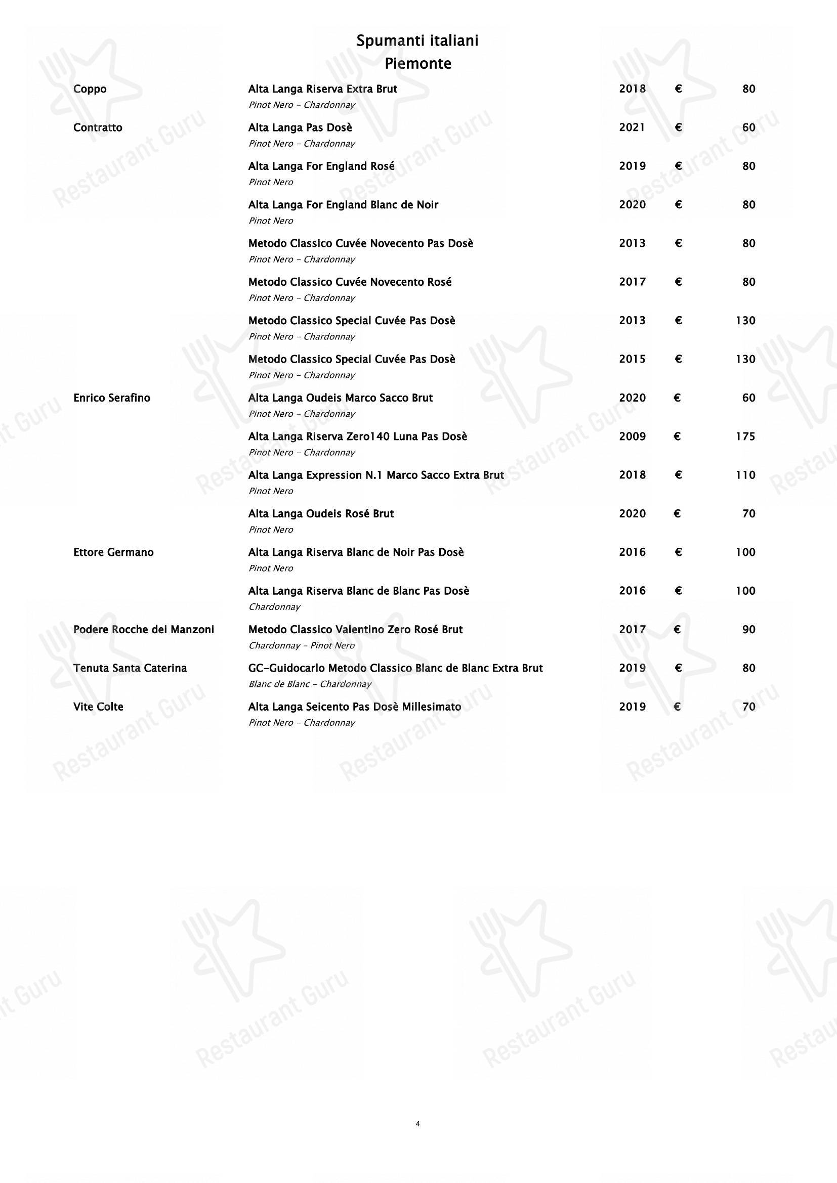 Table Menu per Piano35 Ristorante ristorante