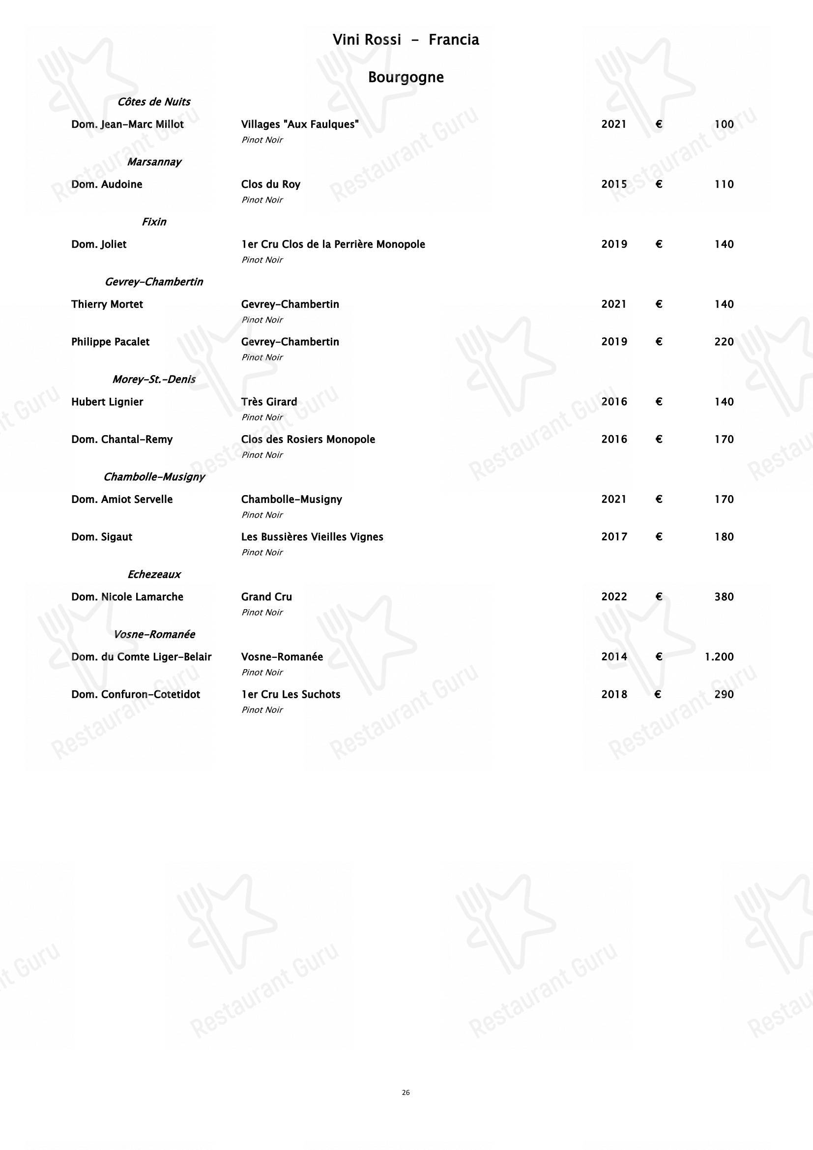 Table Menu per Piano35 Ristorante in Torino