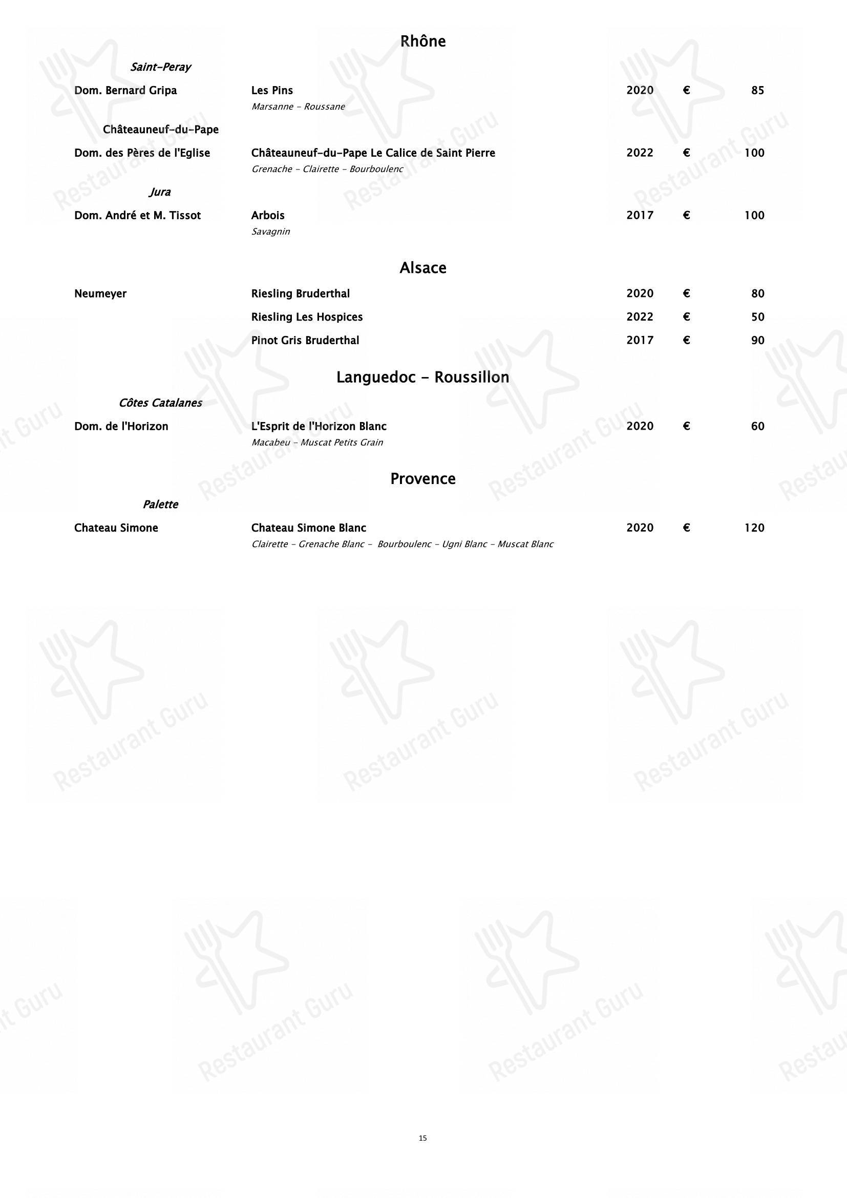 Menu di Piano35 Ristorante - Table Menu