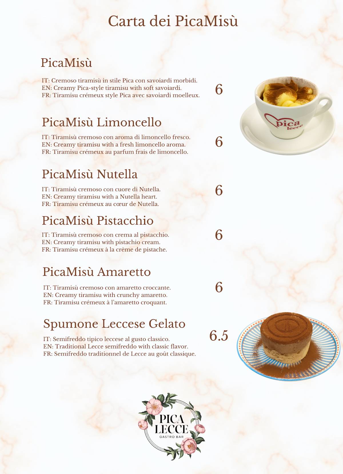 Menu di Pica Lecce 