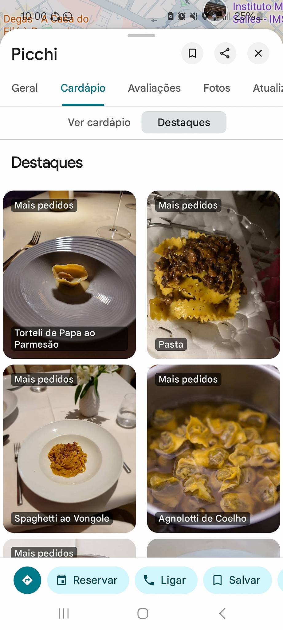 Picchi cardápio