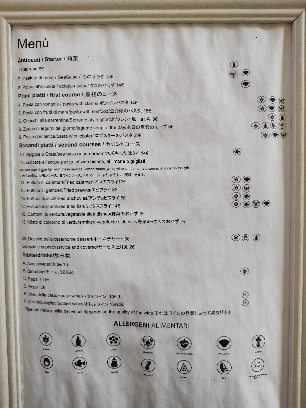 Menu di Piccolo Ristoro 