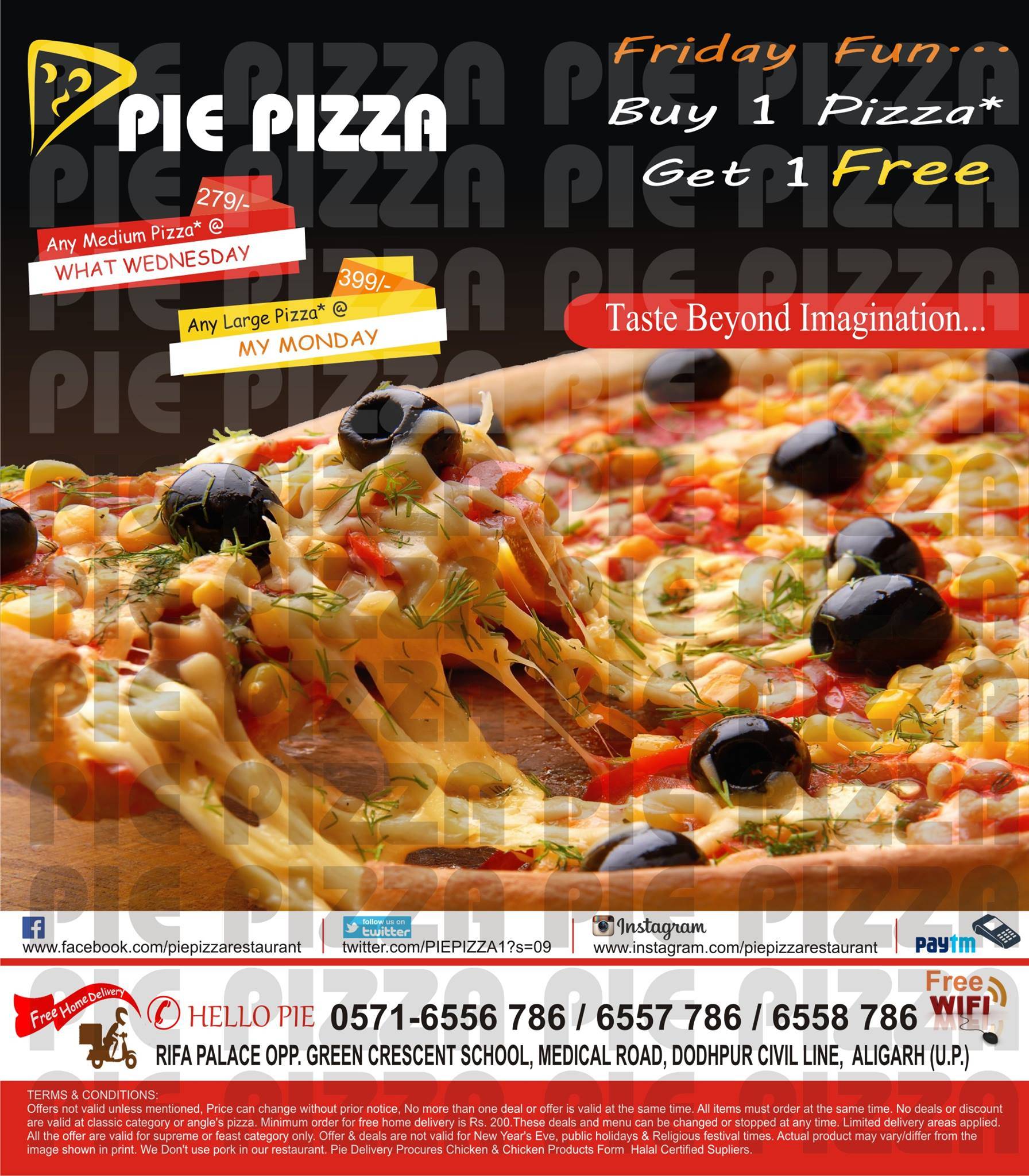 Pie Pizza menu