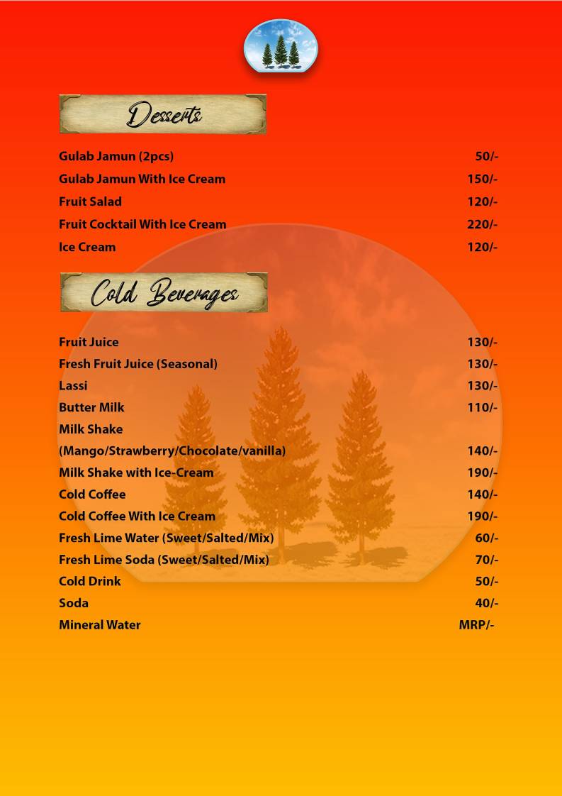 Pine leaf restaurant menu