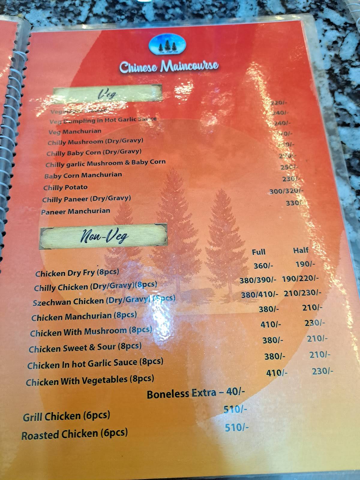 Pine leaf restaurant menu